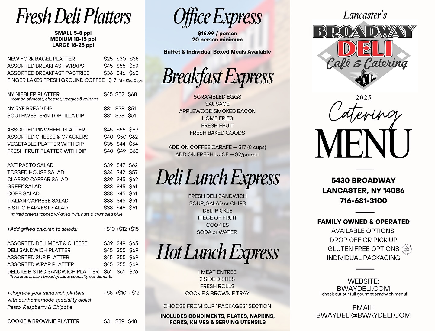 Broadway Convenience Deli Menu