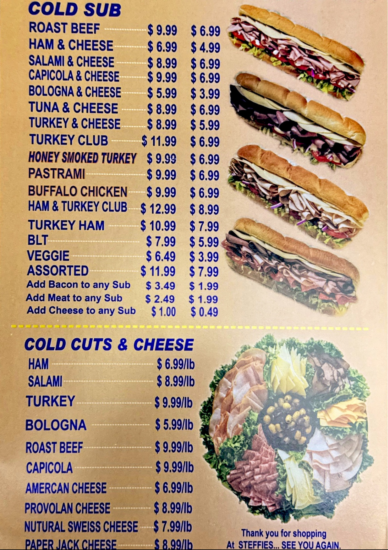 Steffie's Food Mart Menu