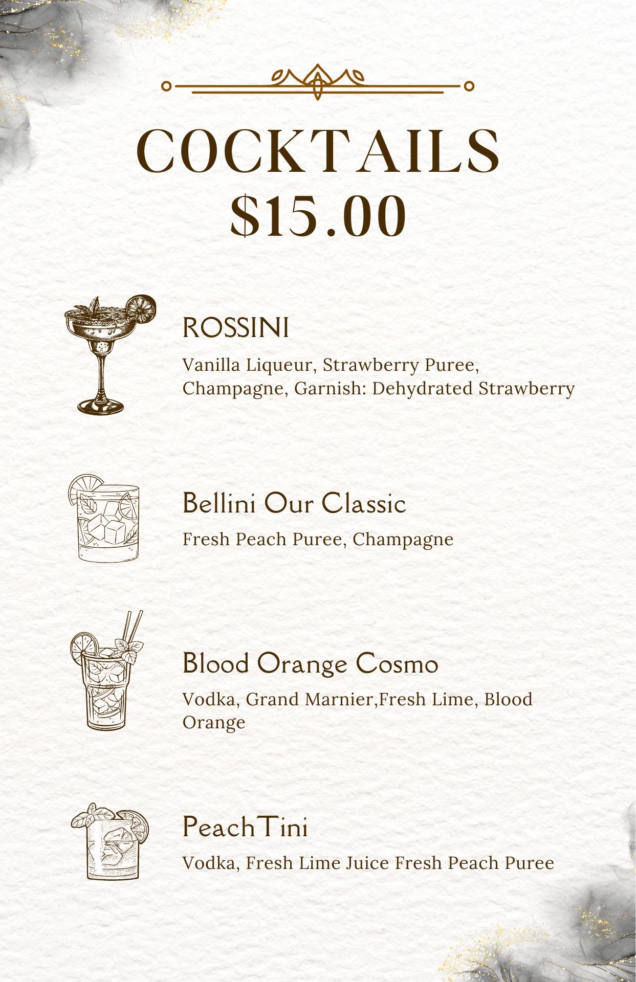 Roman Garden cafe Menu