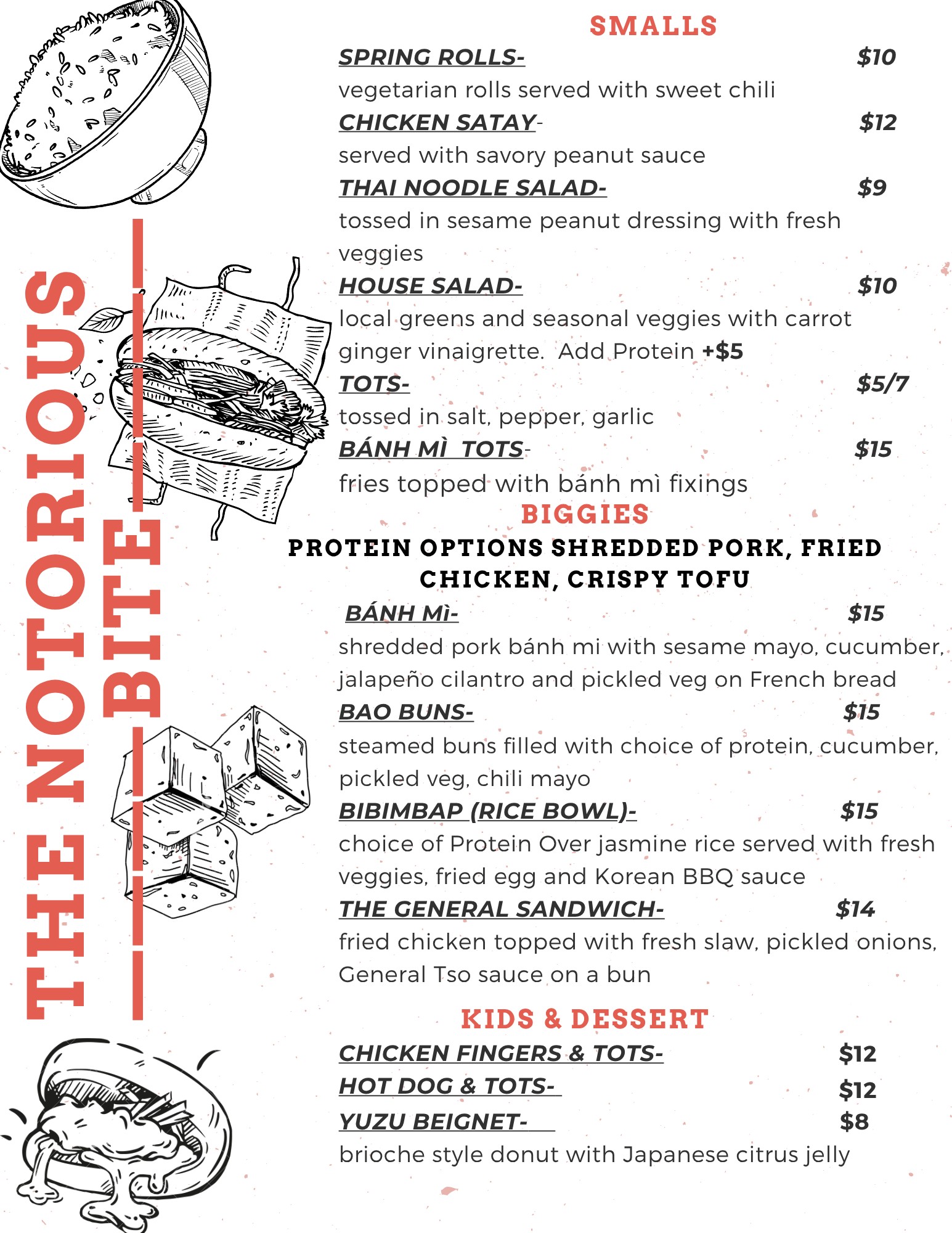 The Notorious BITE Menu