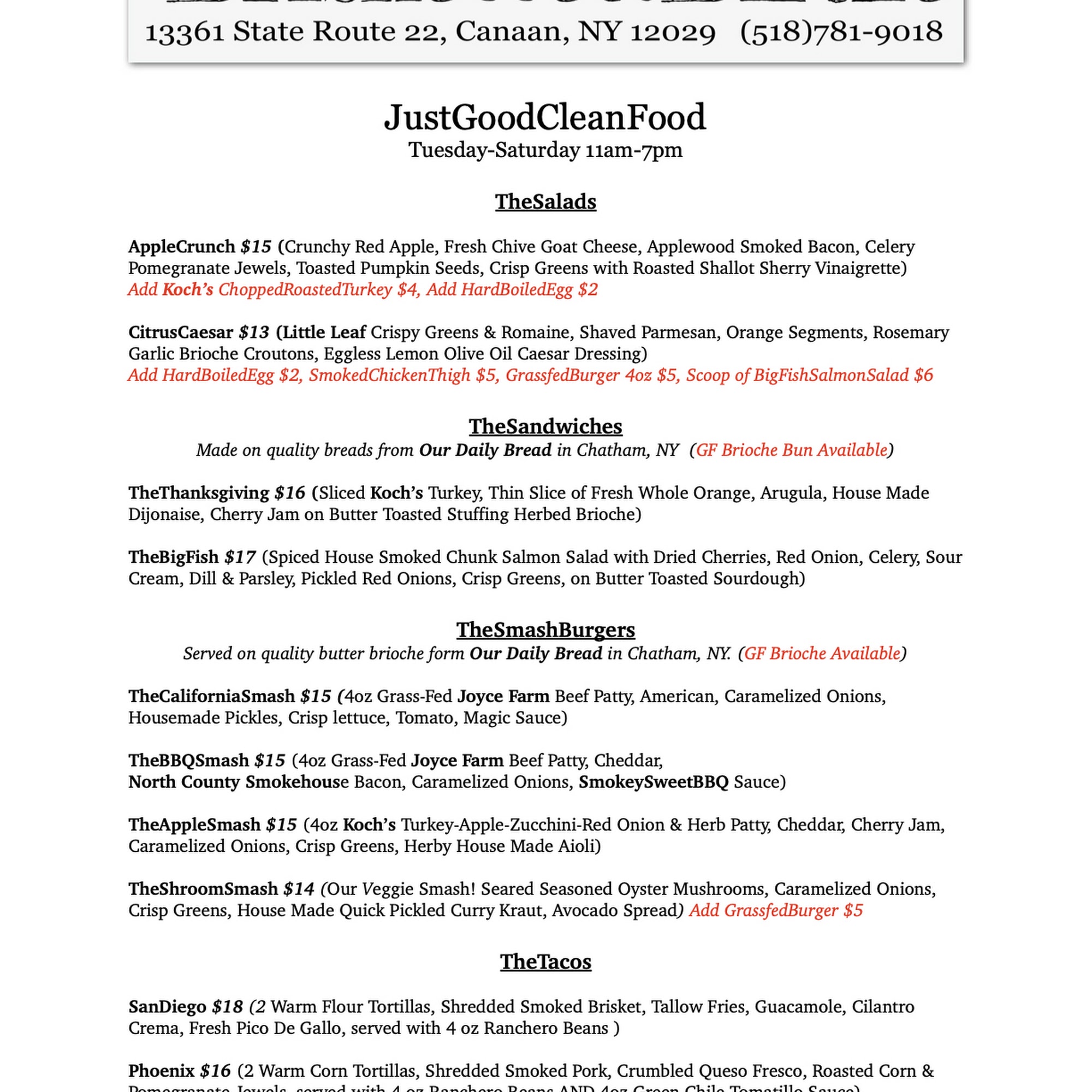 Briskette&Birdie Menu