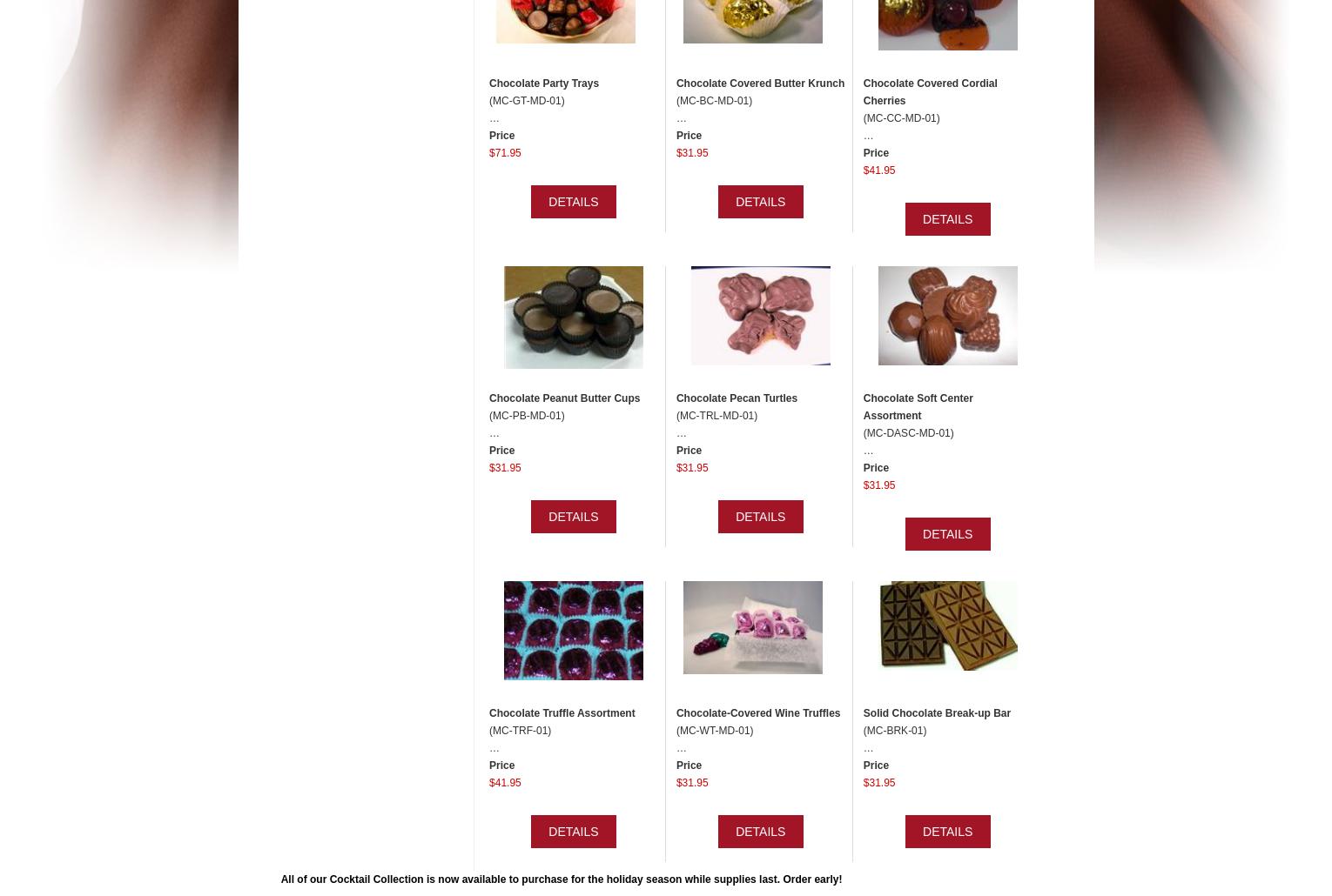 Meyers Chocolates Menu