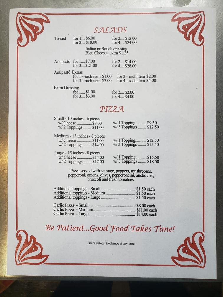Liola's Pizzeria Menu