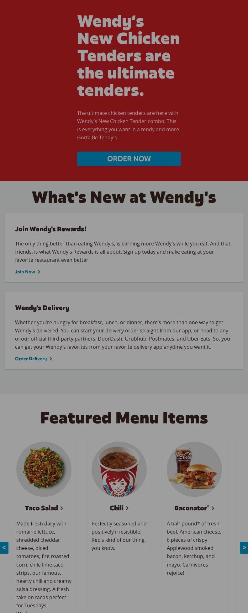 Wendy's Menu
