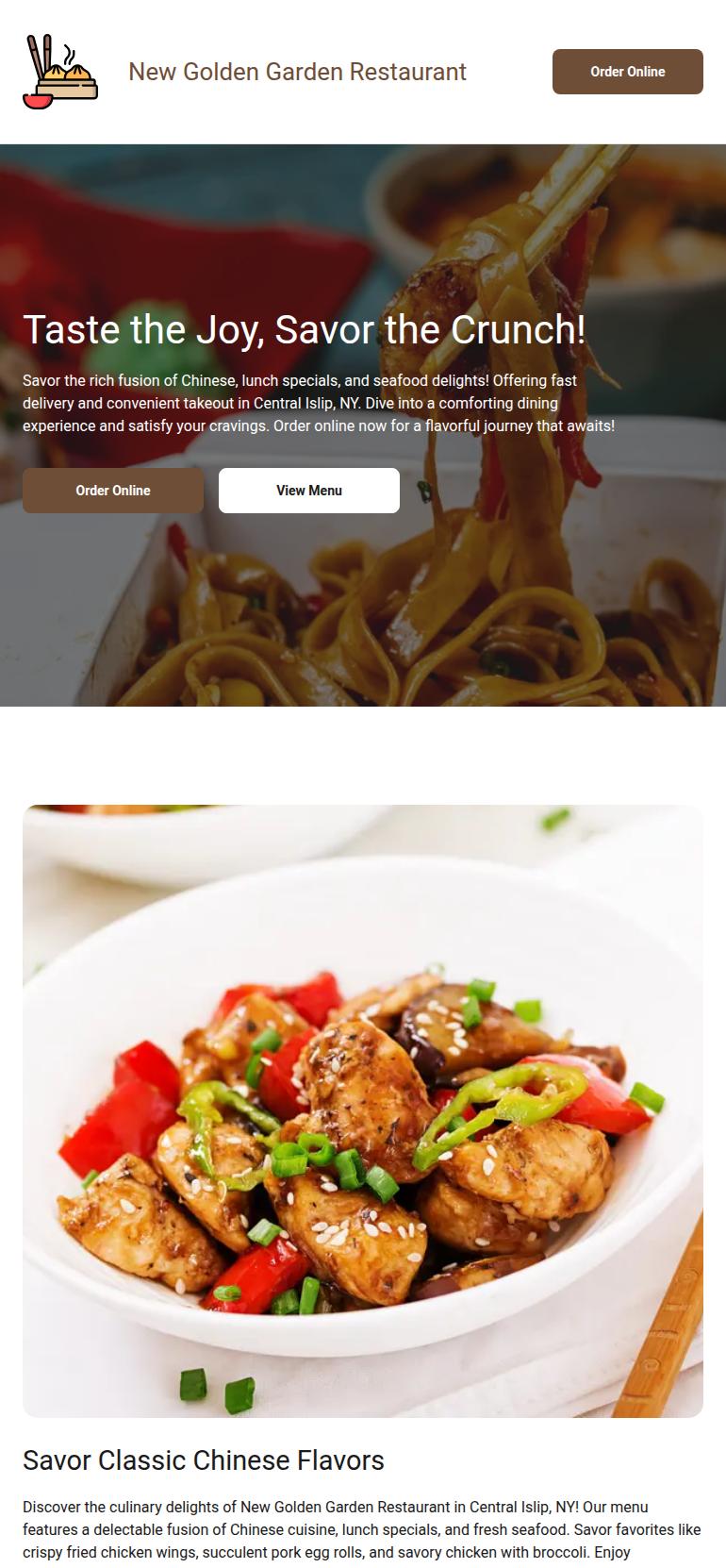 New Golden Garden Restaurant Menu