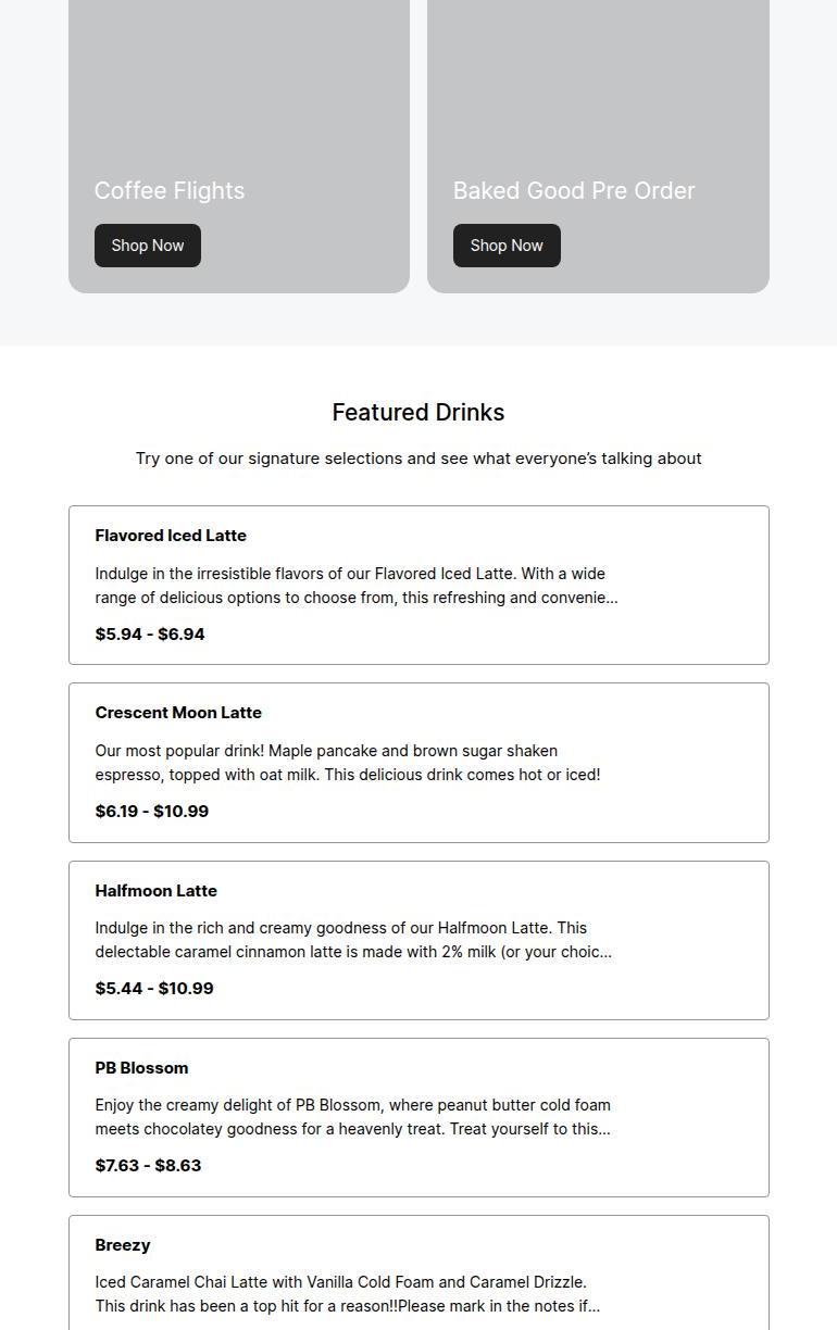 Boutique & Coffee Made Simple Menu