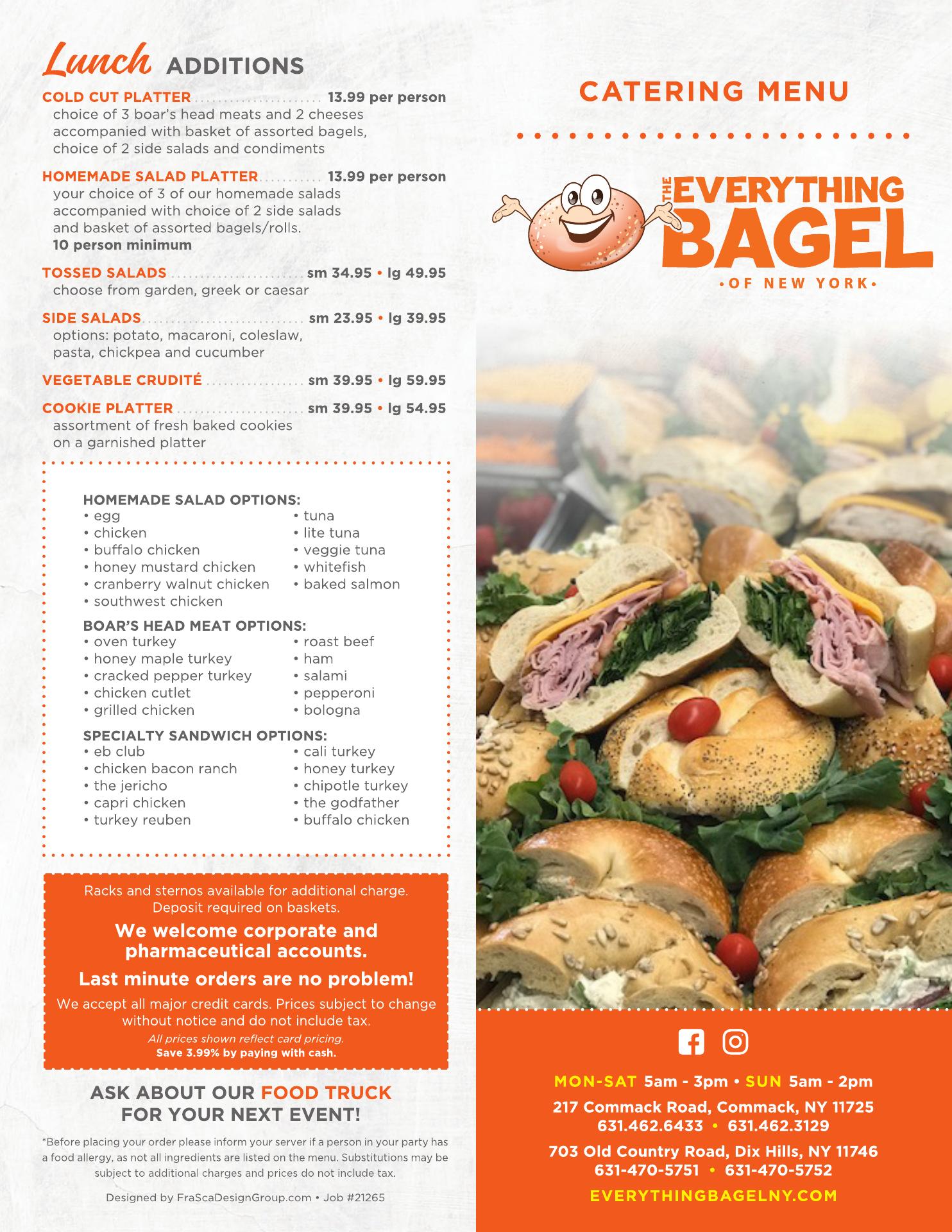 Everything Bagel Menu