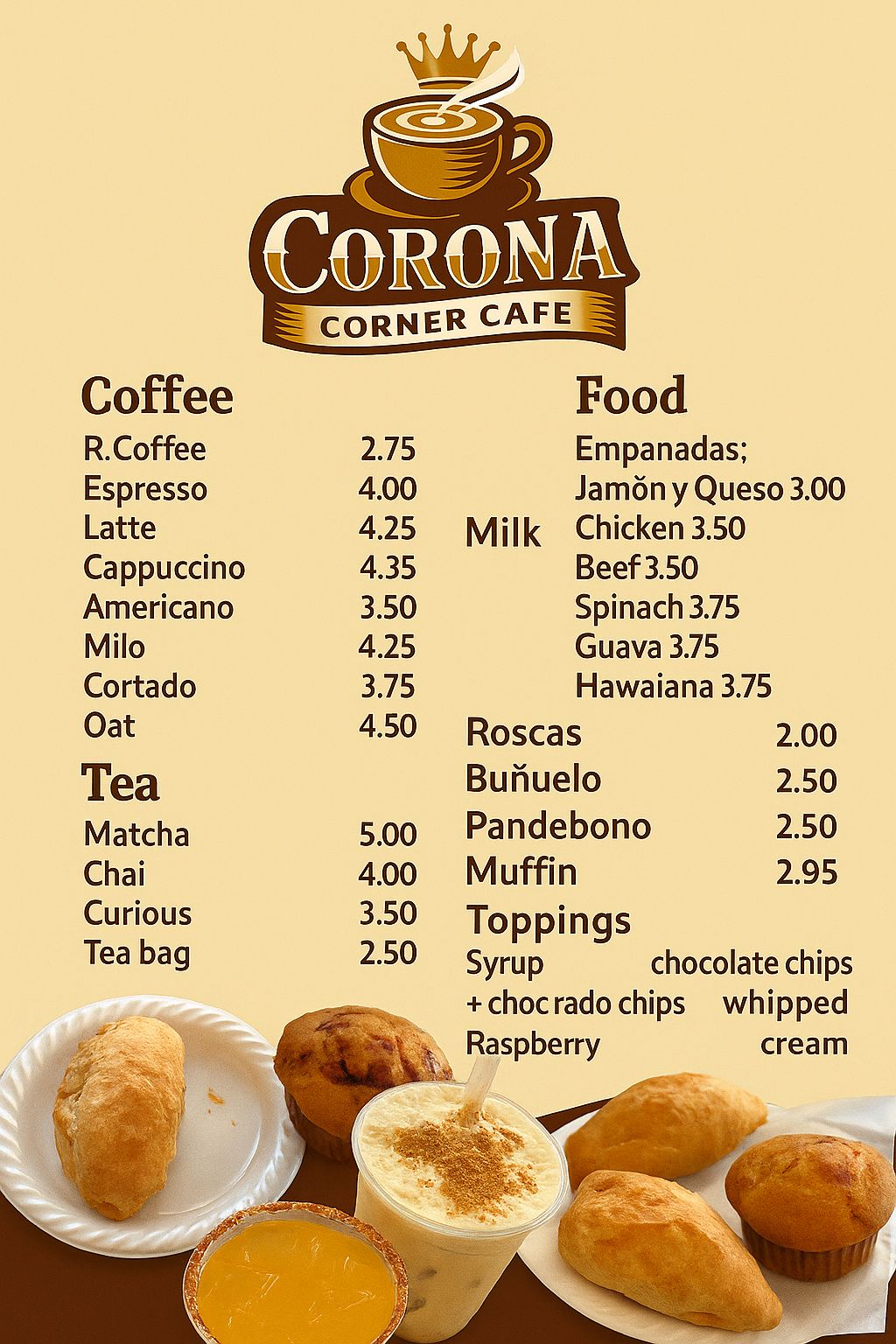 Corona Corner Cafe Menu
