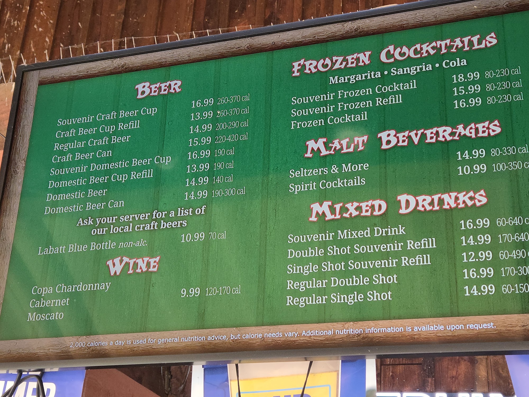 Beaver Brother's Lakeside Cafe Menu