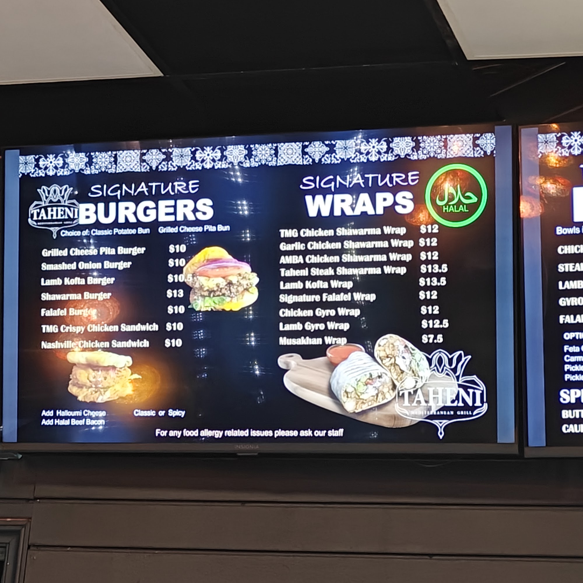 Taheni Menu