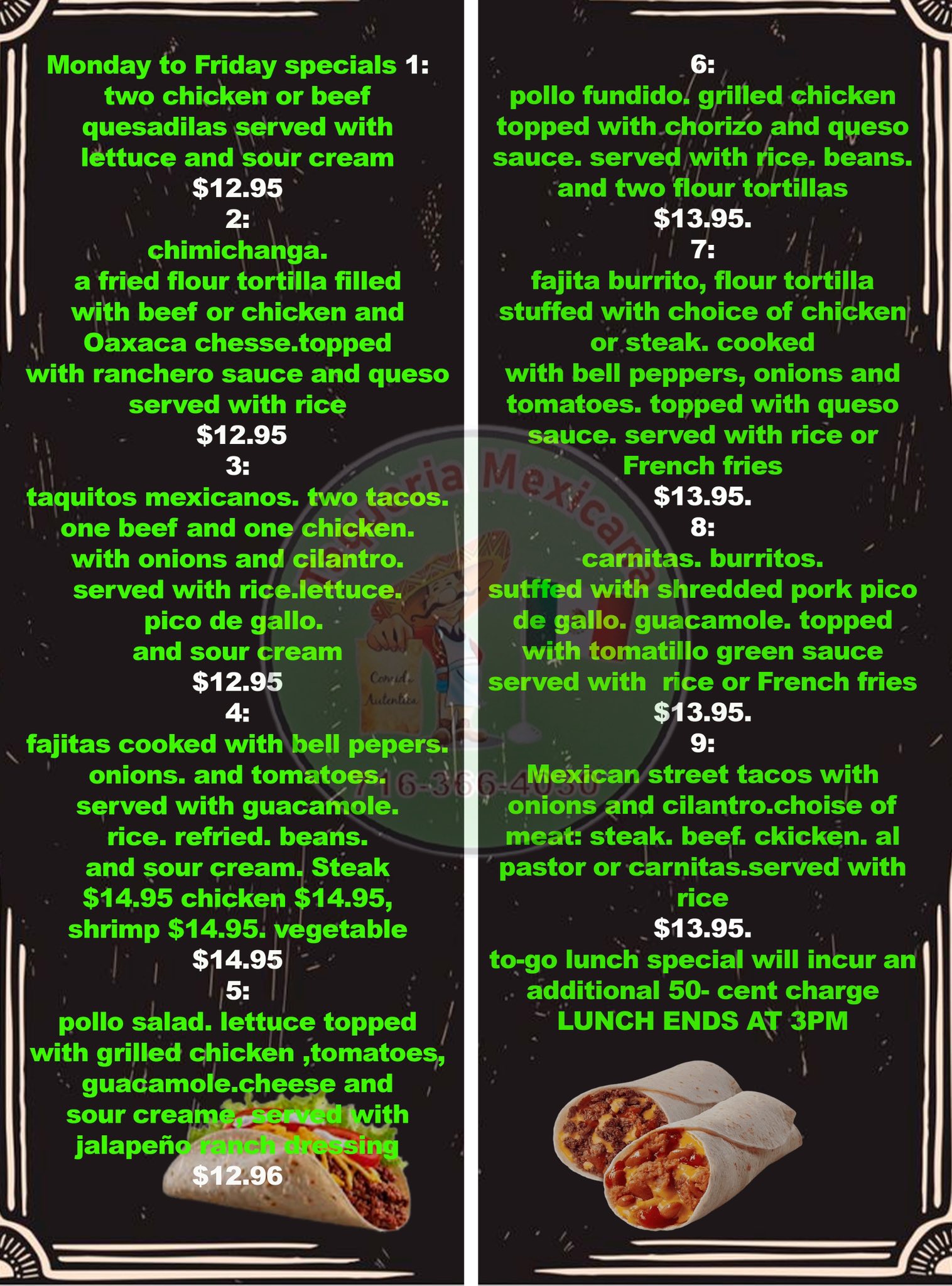 Taqueria at the Point Menu