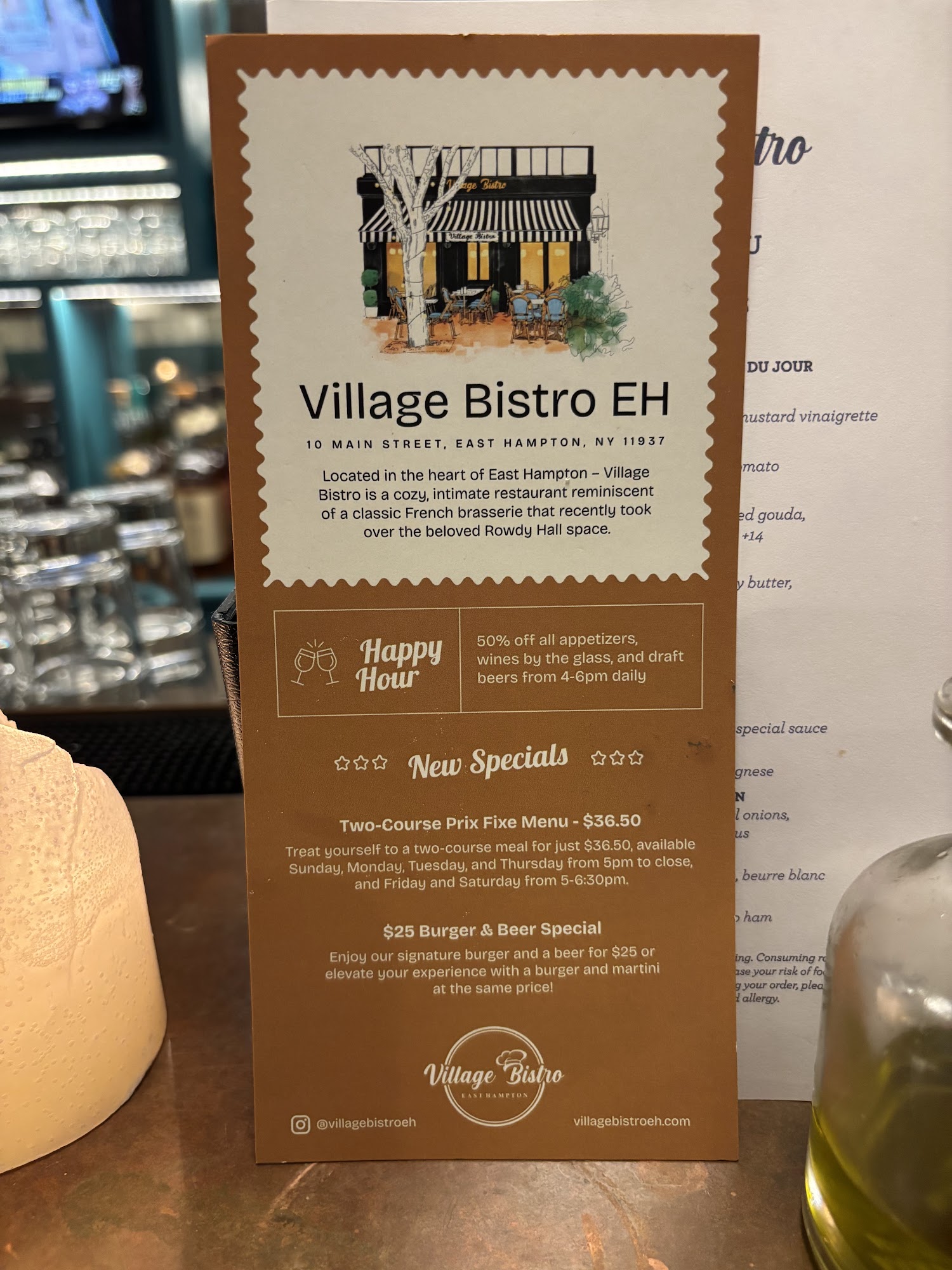 Village Bistro East Hampton Menu