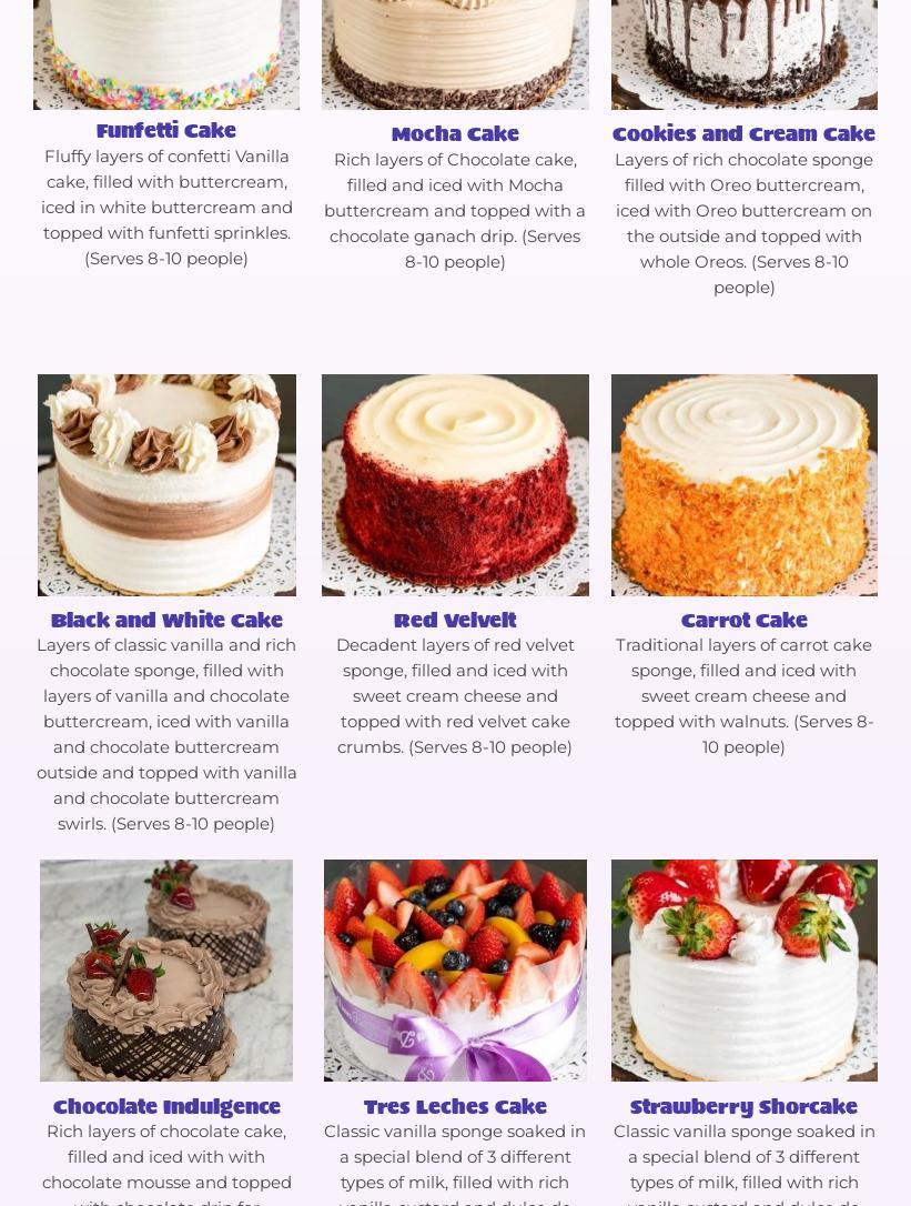 Sugar Dreams Bakery Menu