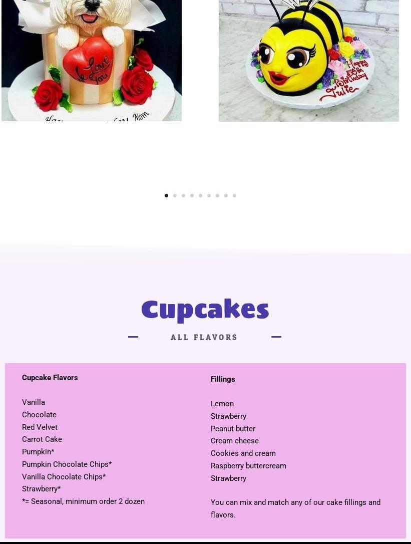 Sugar Dreams Bakery Menu