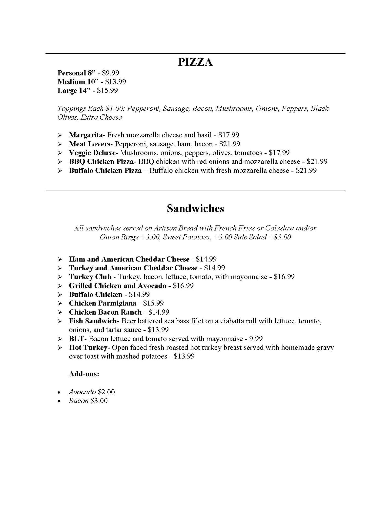 Halfway House Motel and Restaurant Menu