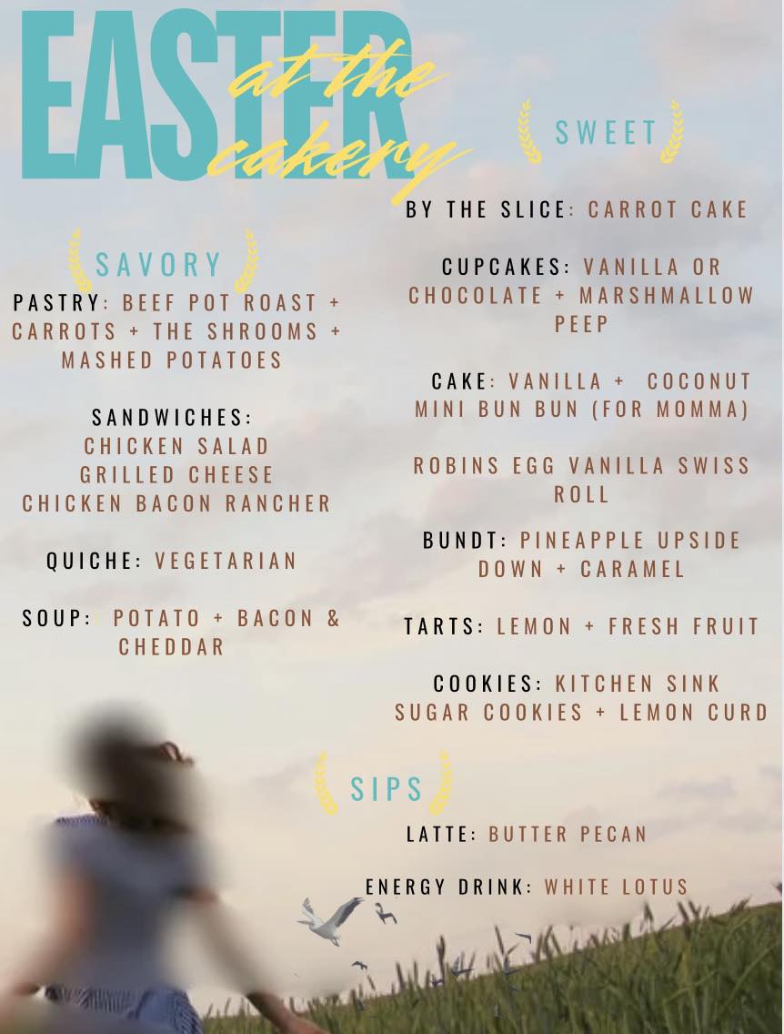 The Cakery Menu