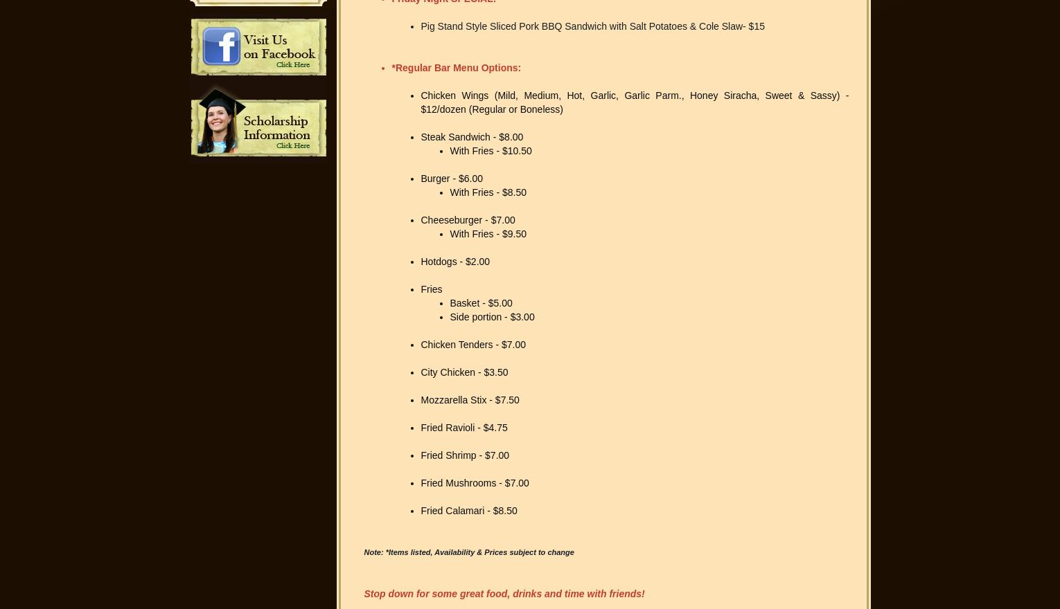 Sons Of Italy Menu