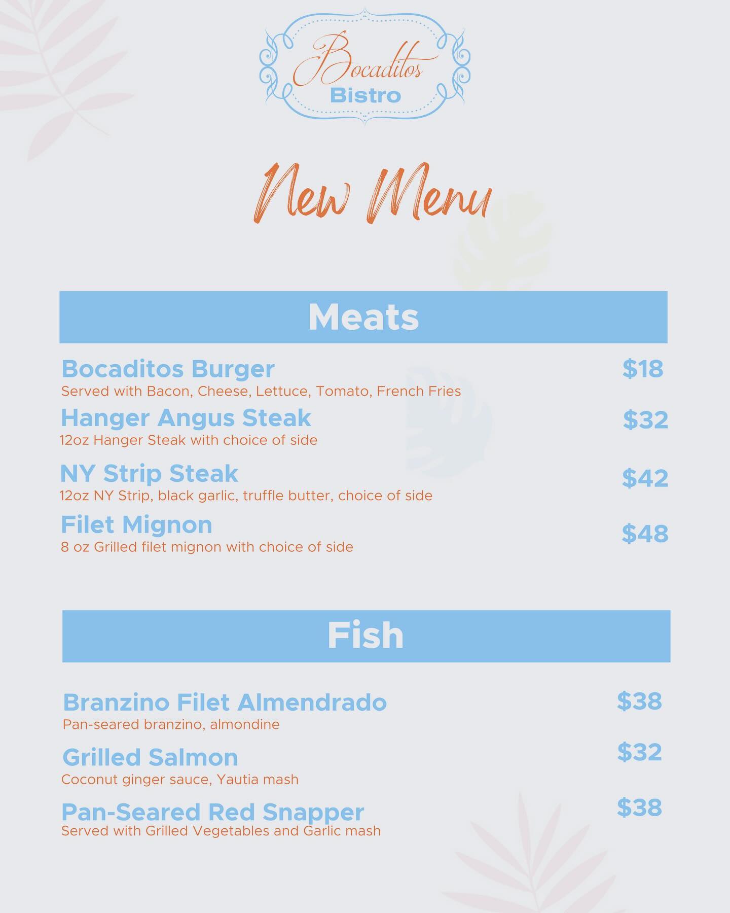 Bocaditos LLC Menu