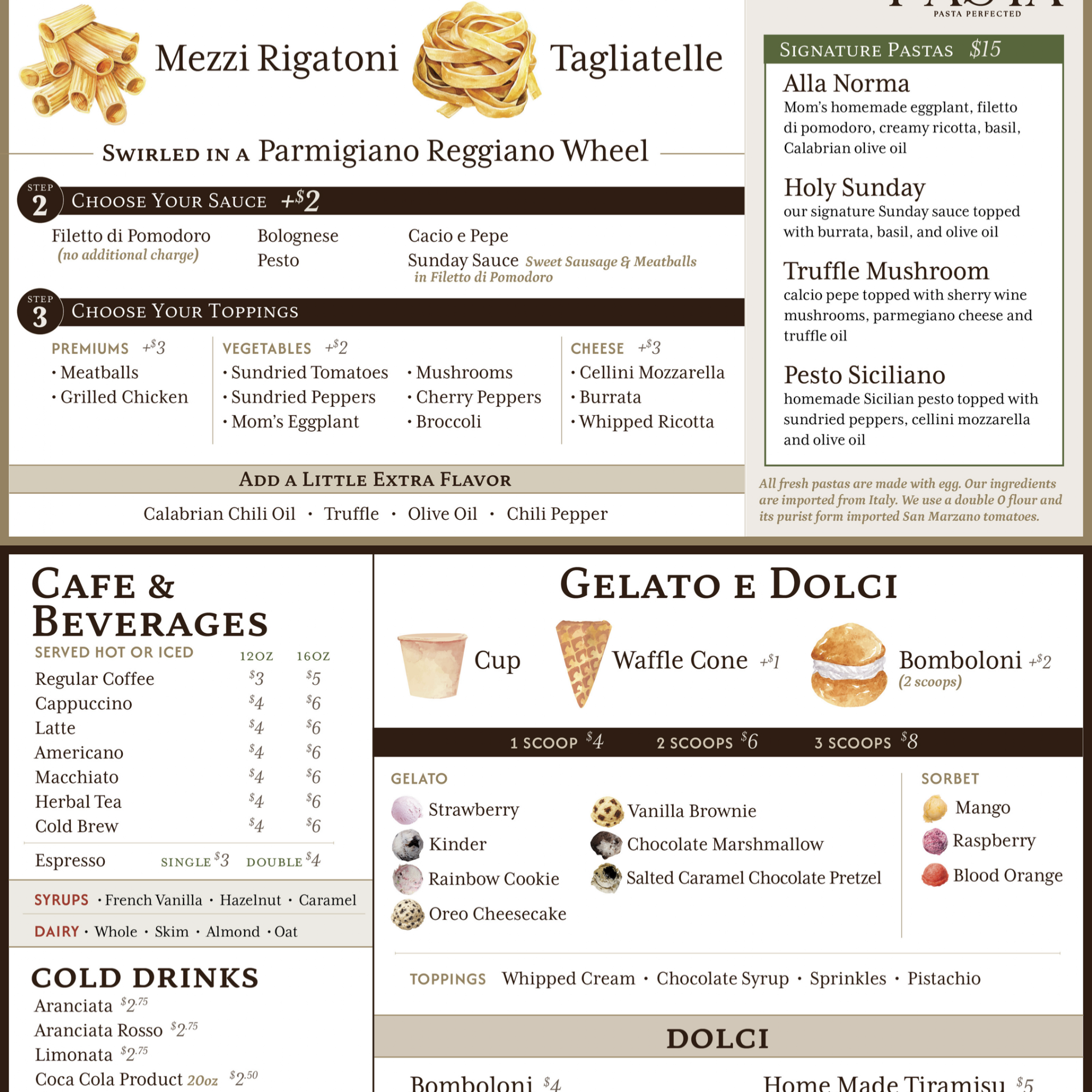 The Pasta Project Menu