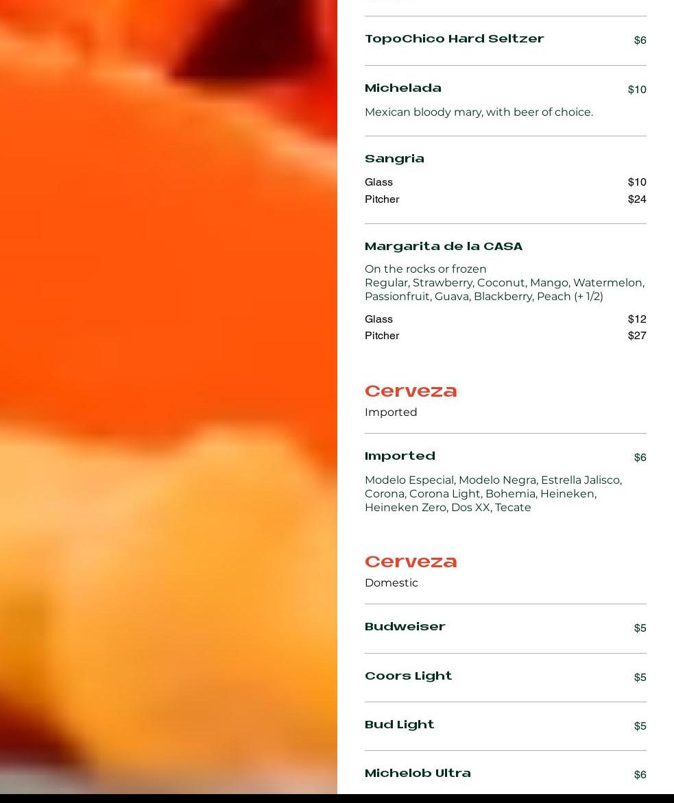 CASA Mexican Kitchen Menu