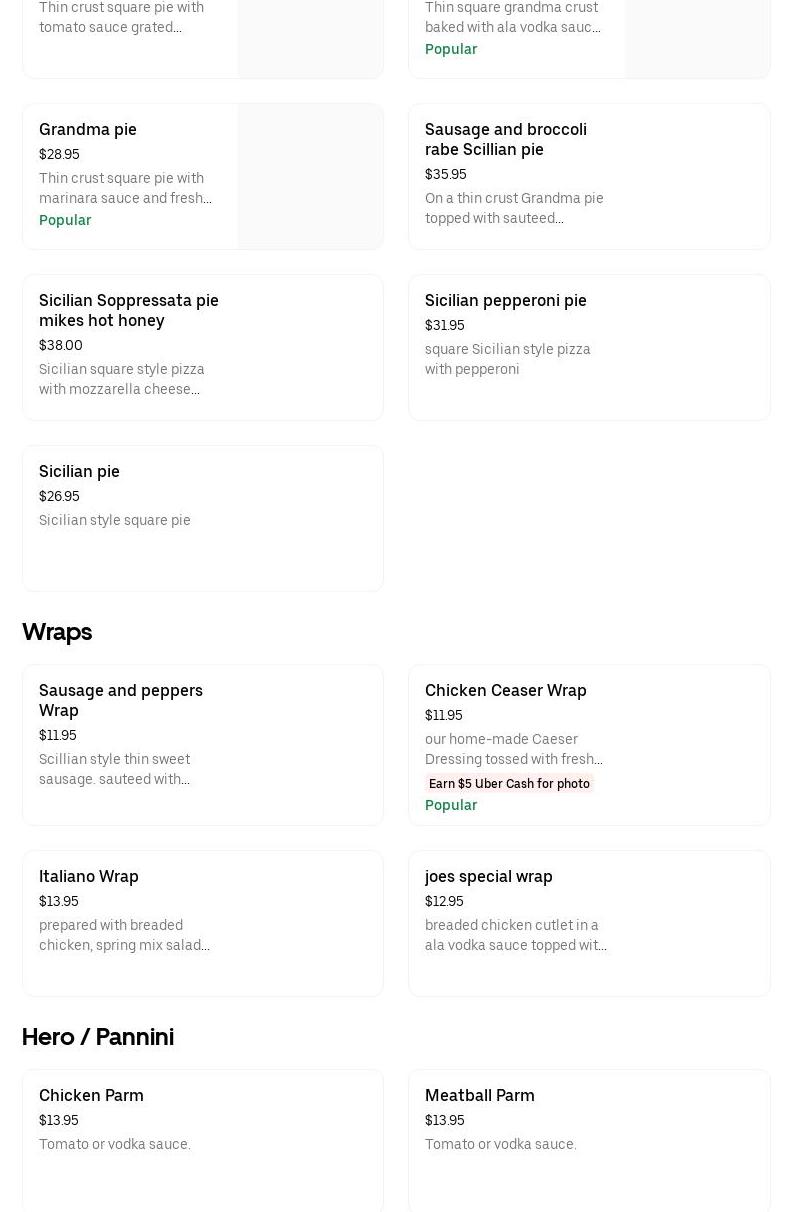 Joe's Restaurant & Pizzeria Menu