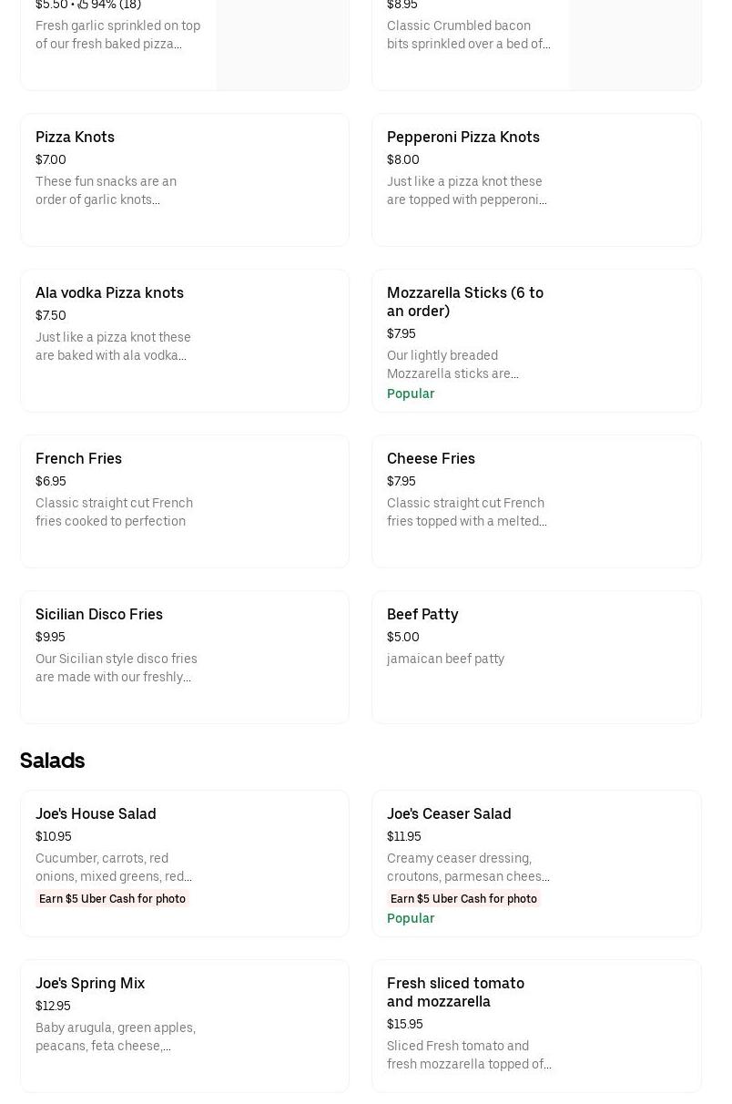 Joe's Restaurant & Pizzeria Menu