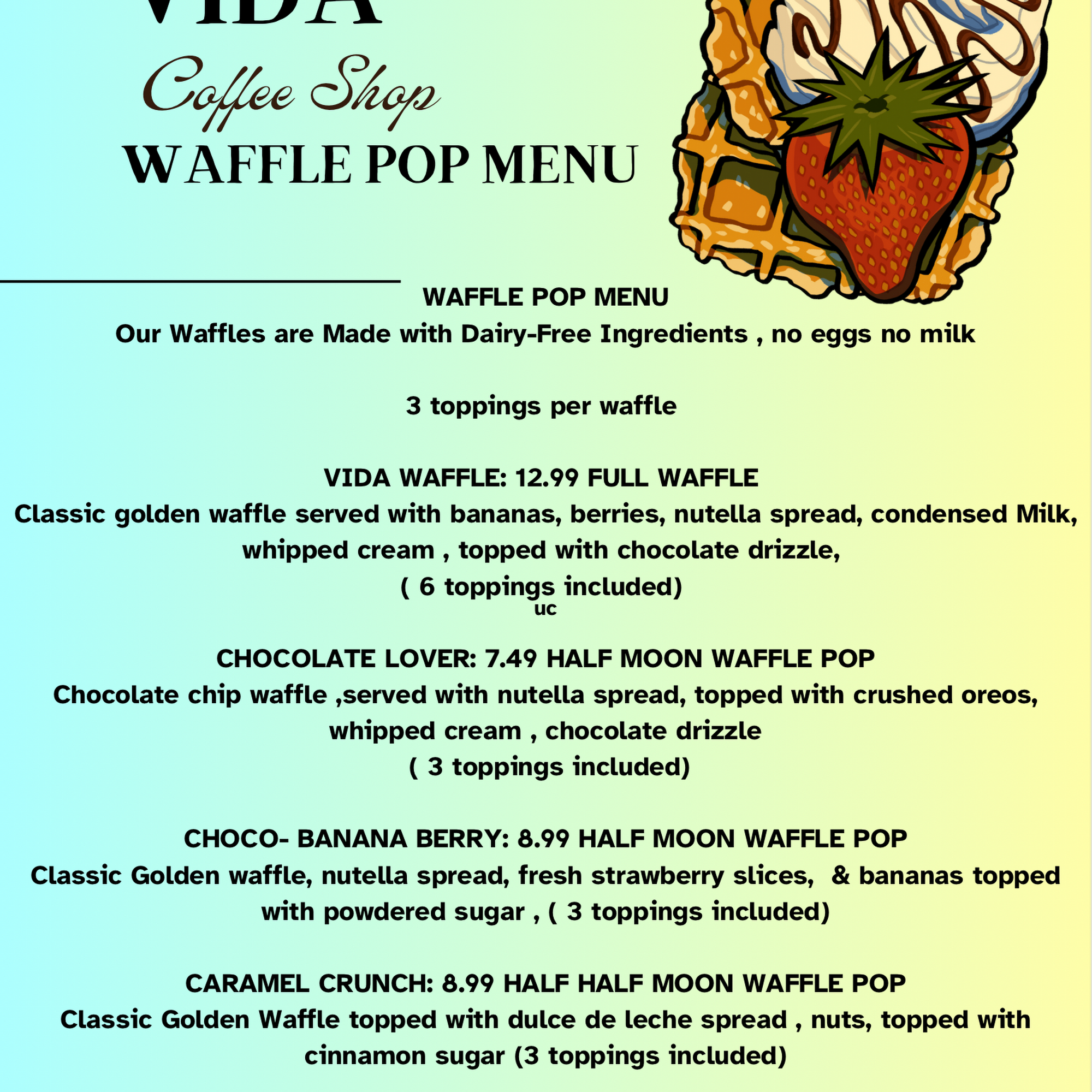 Vida Coffee Shop New York Menu