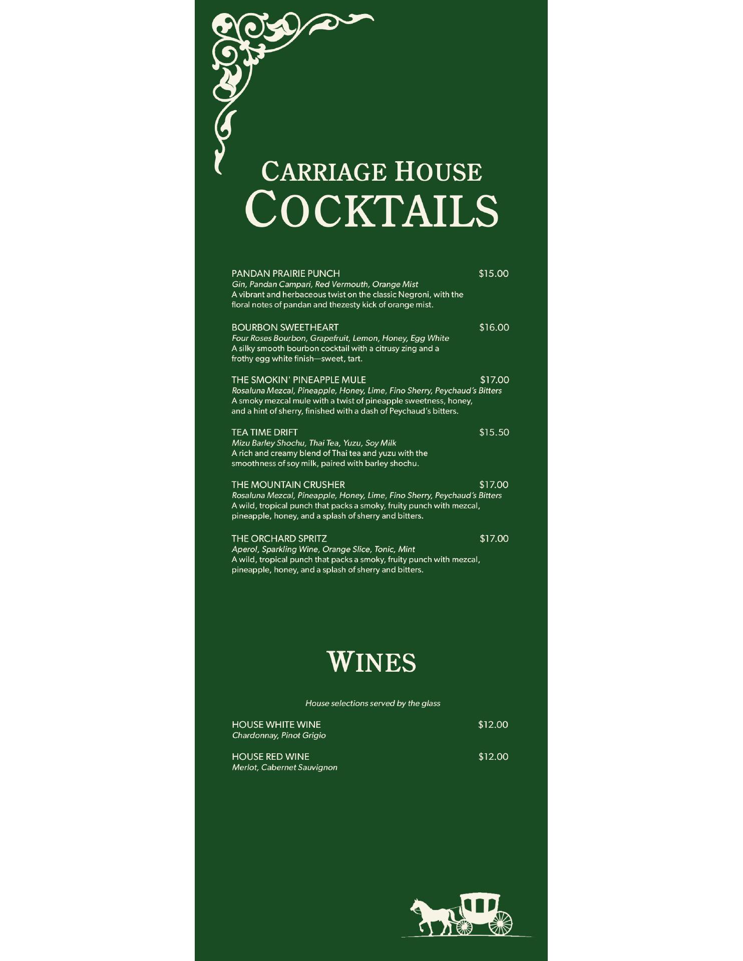 The Freehold House Menu