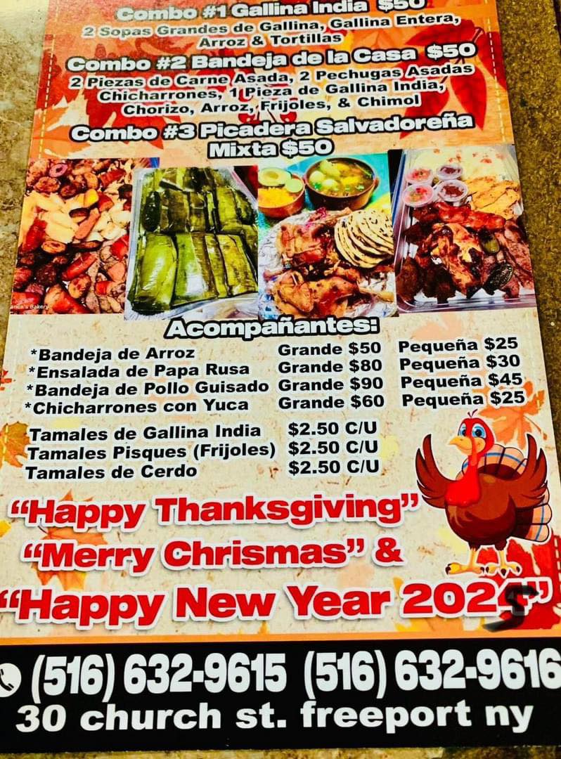 Blanca’s Bakery Menu