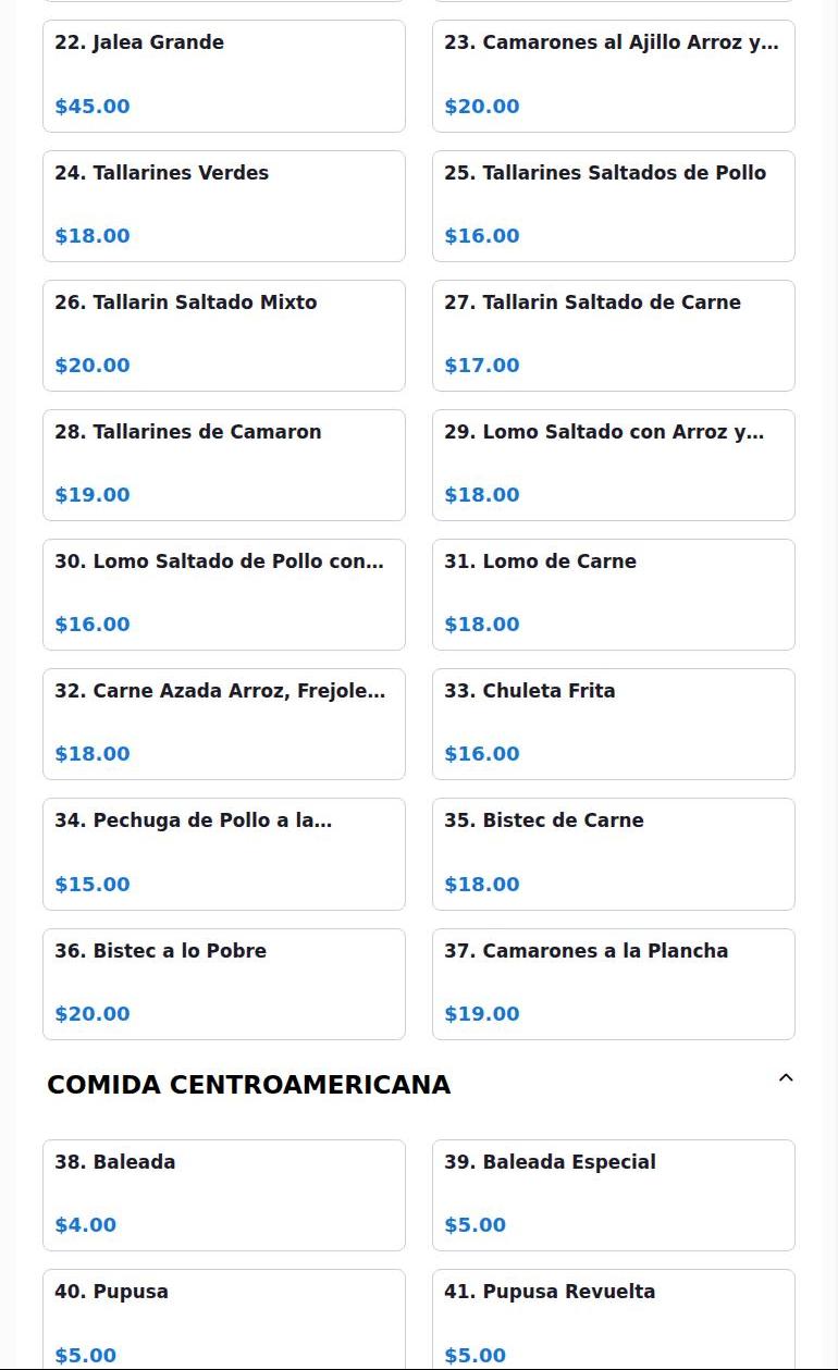 Sabor perucho Menu