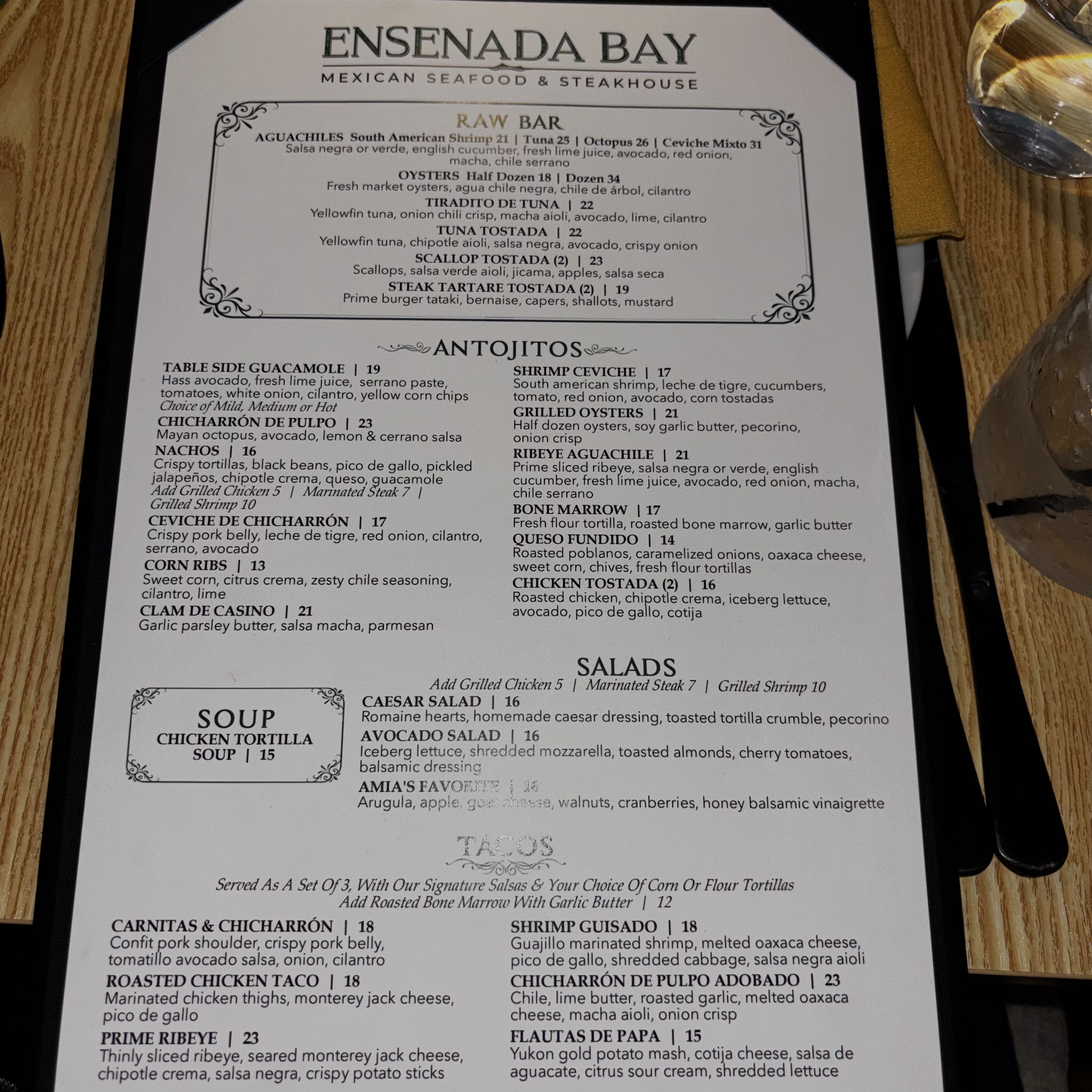 Ensenada Bay Menu