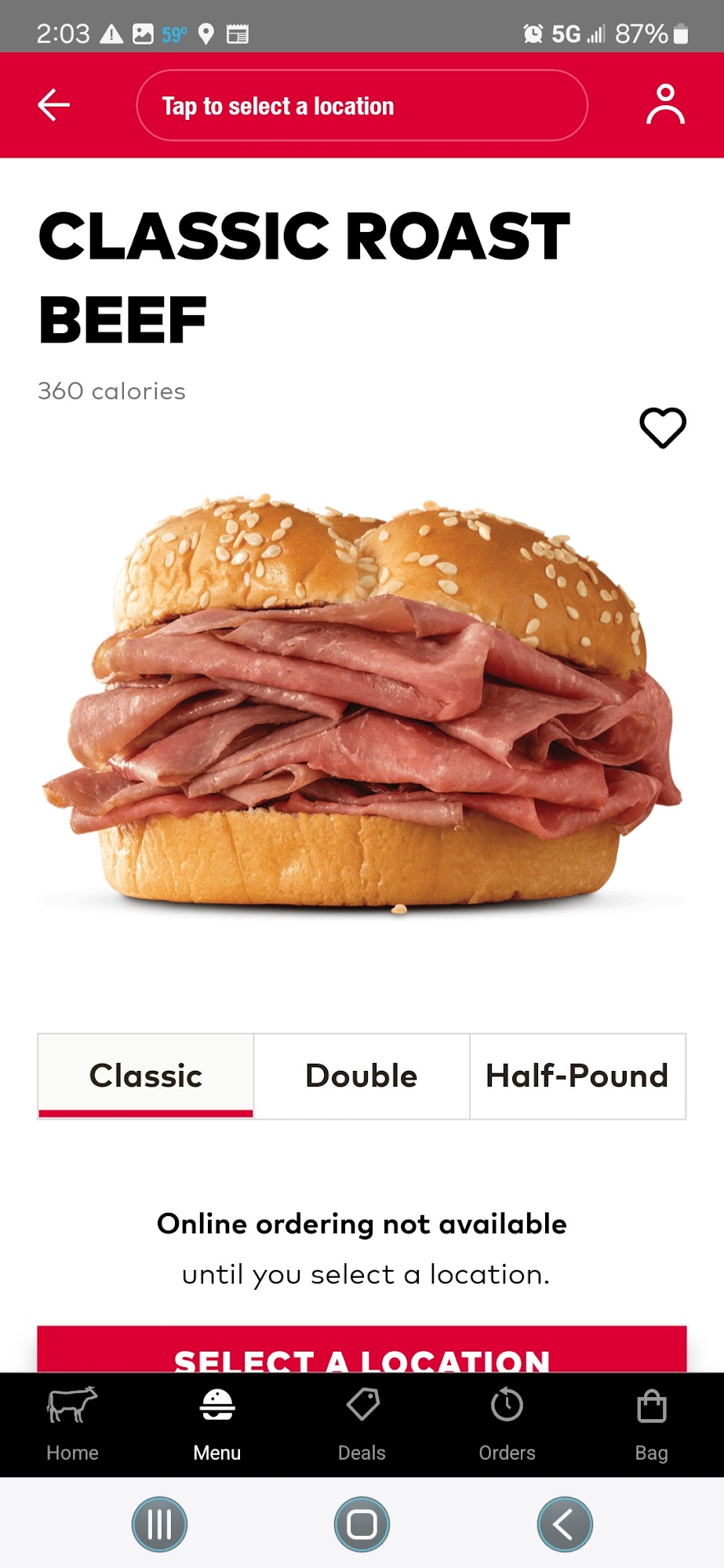 Arby's Menu