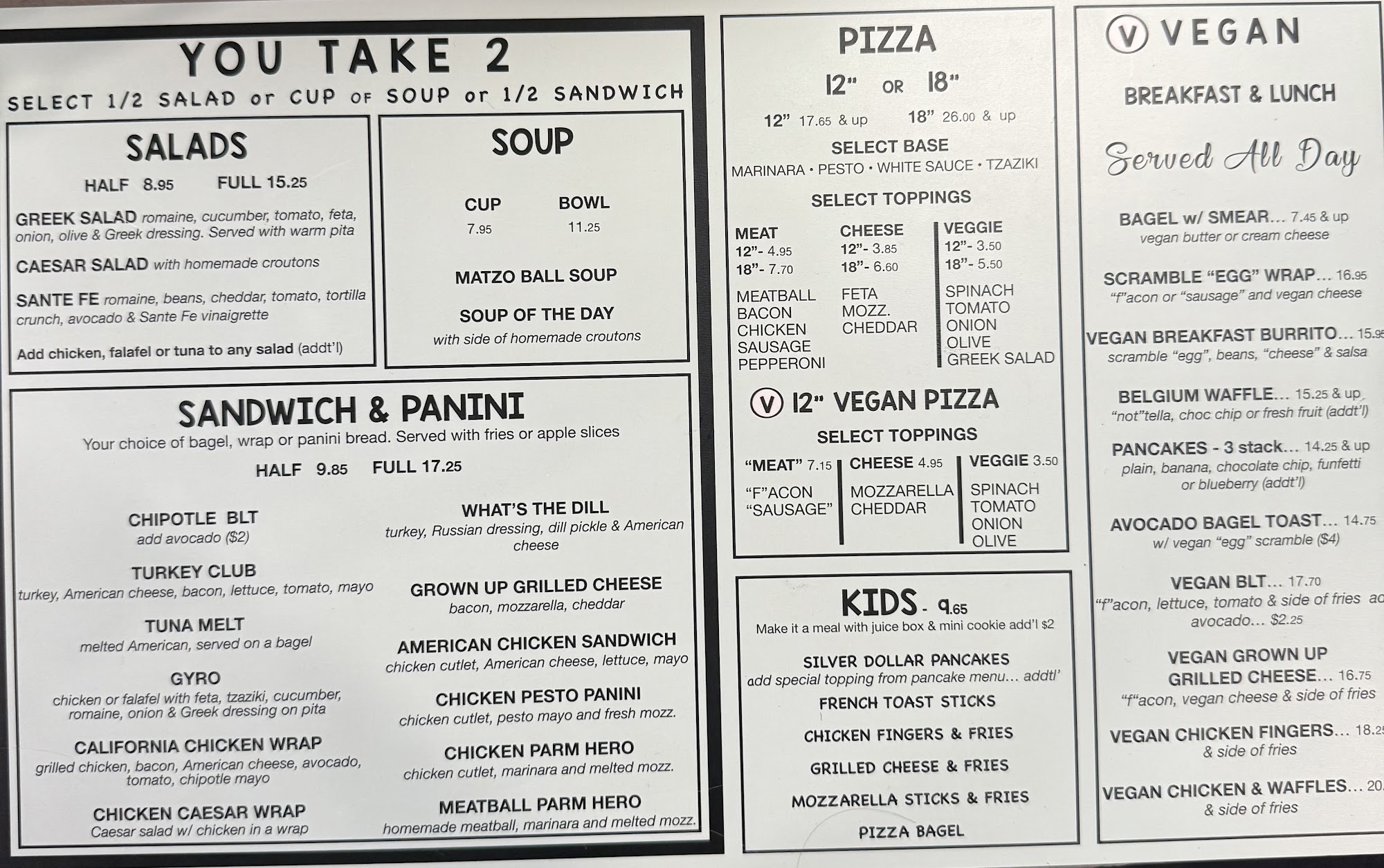 Bare Naked Bakery Menu