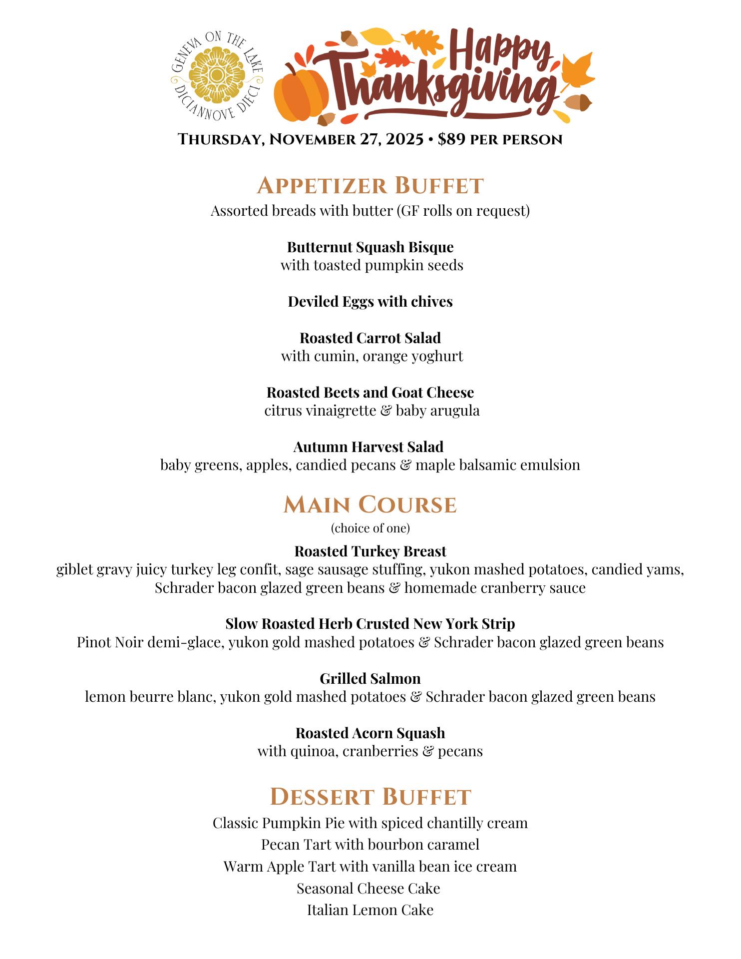 Diciannove Dieci (1910) Menu