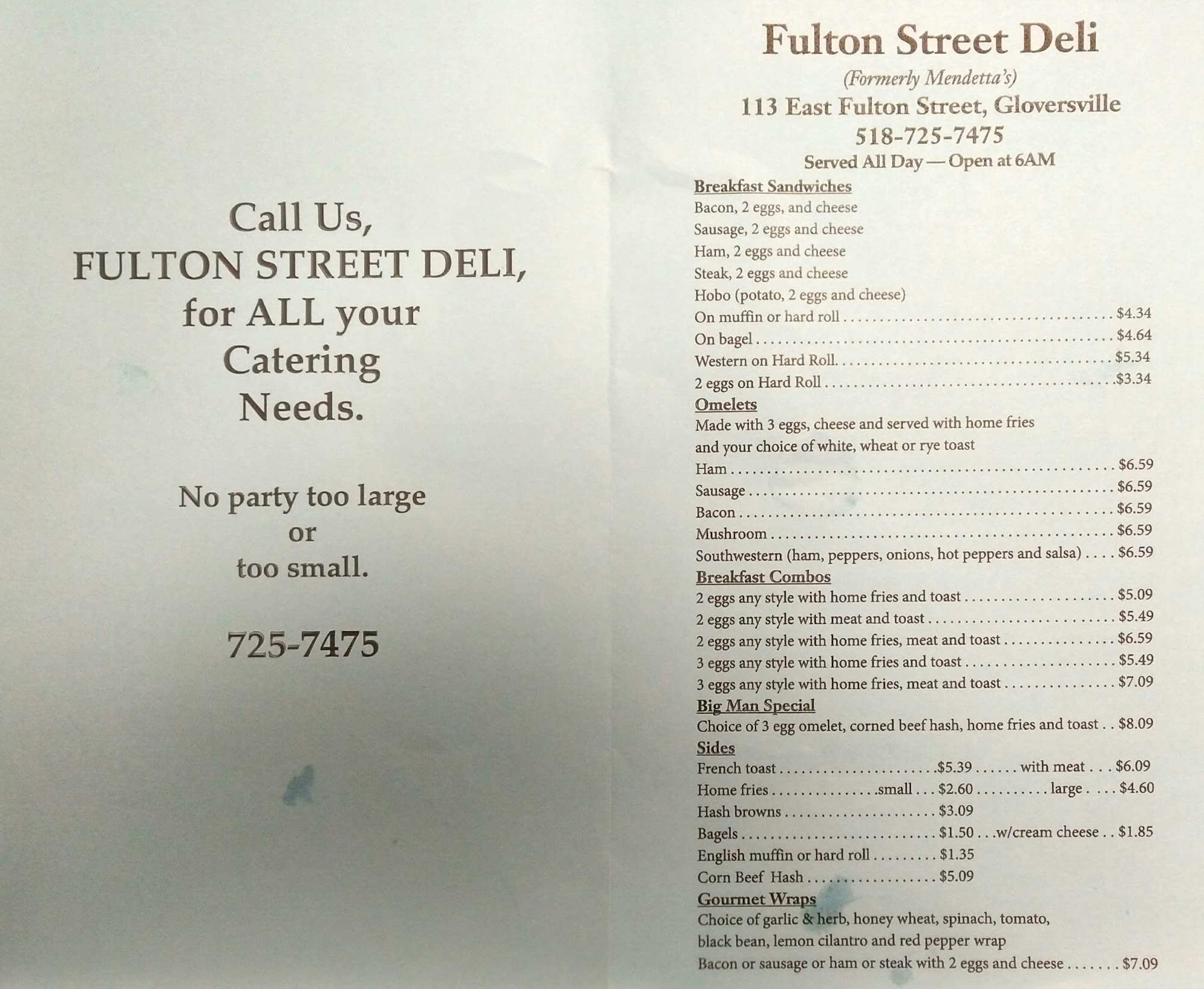 Fulton Street Deli Menu