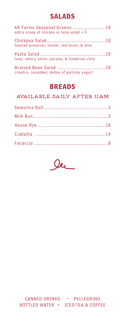 Pip's Cafe & Provisions Menu