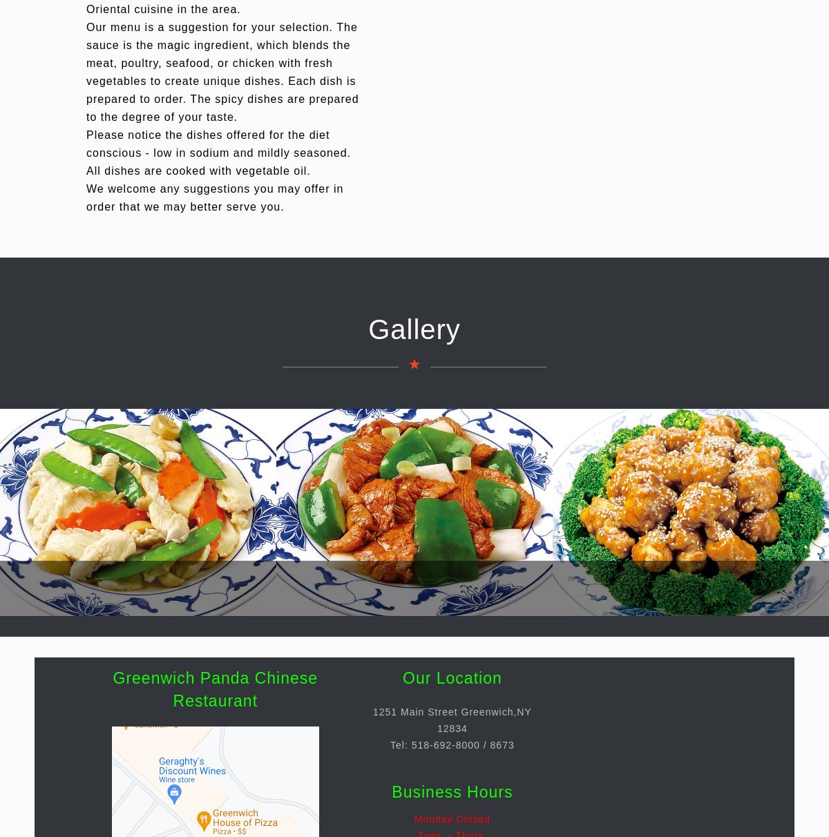 Greenwich Panda Menu