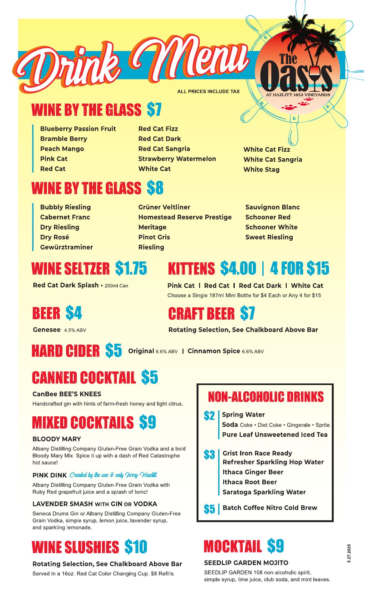 Hazlitt 1852 Vineyards Menu