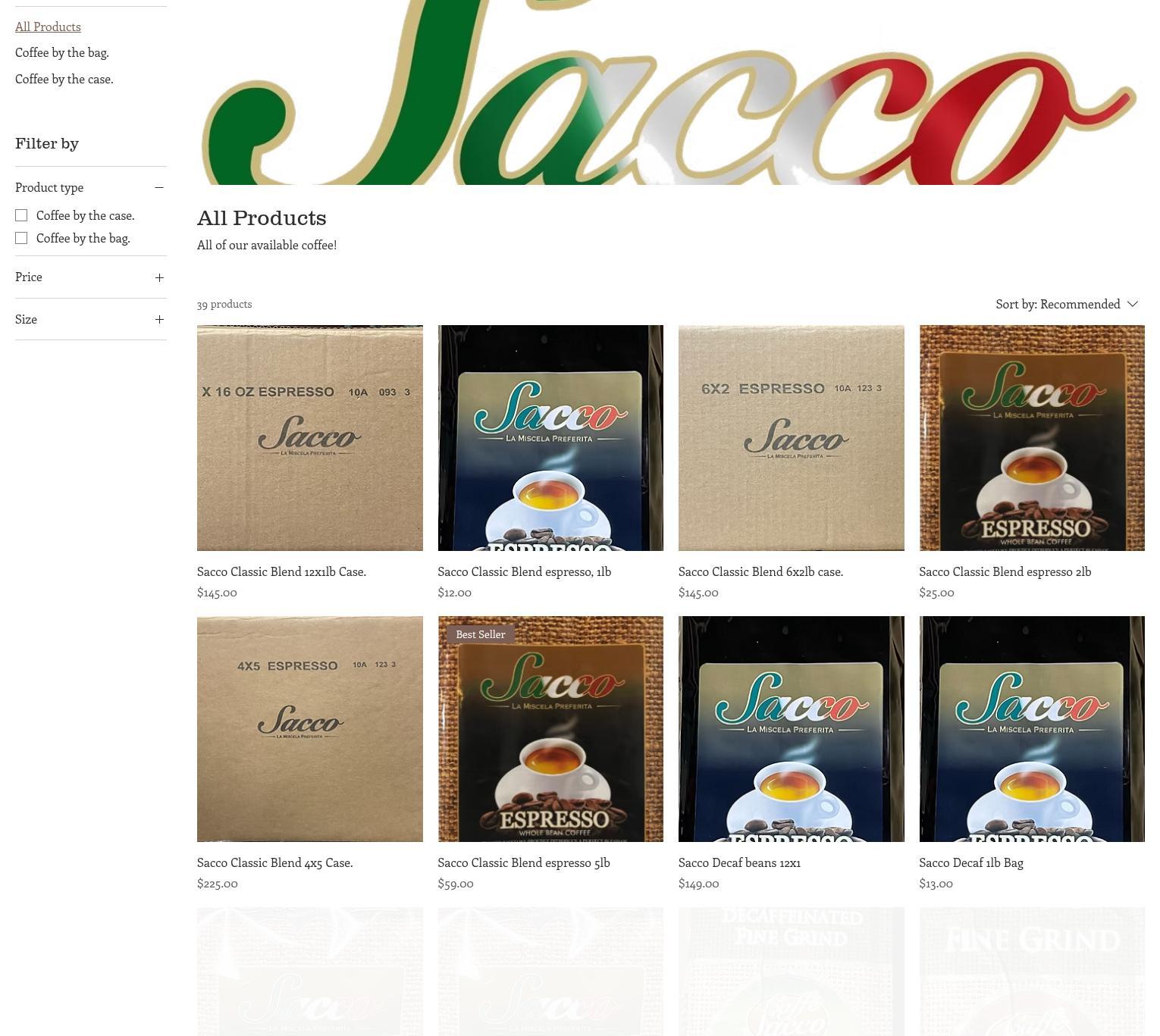 Caffe Sacco Inc Menu