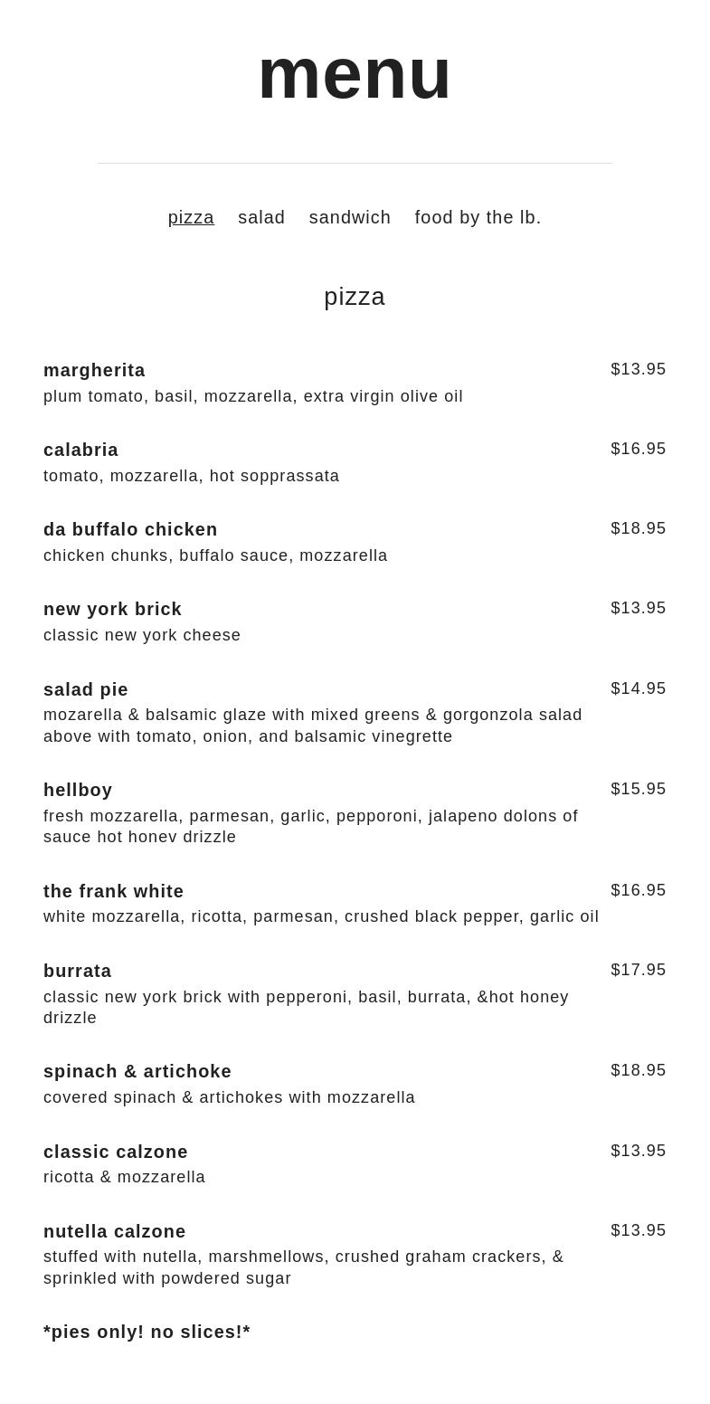 Nicolino Gourmet Eatery Menu