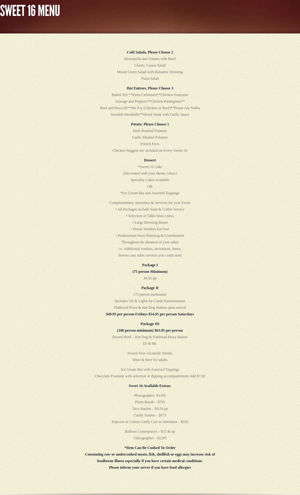 Trio Restaurant Menu