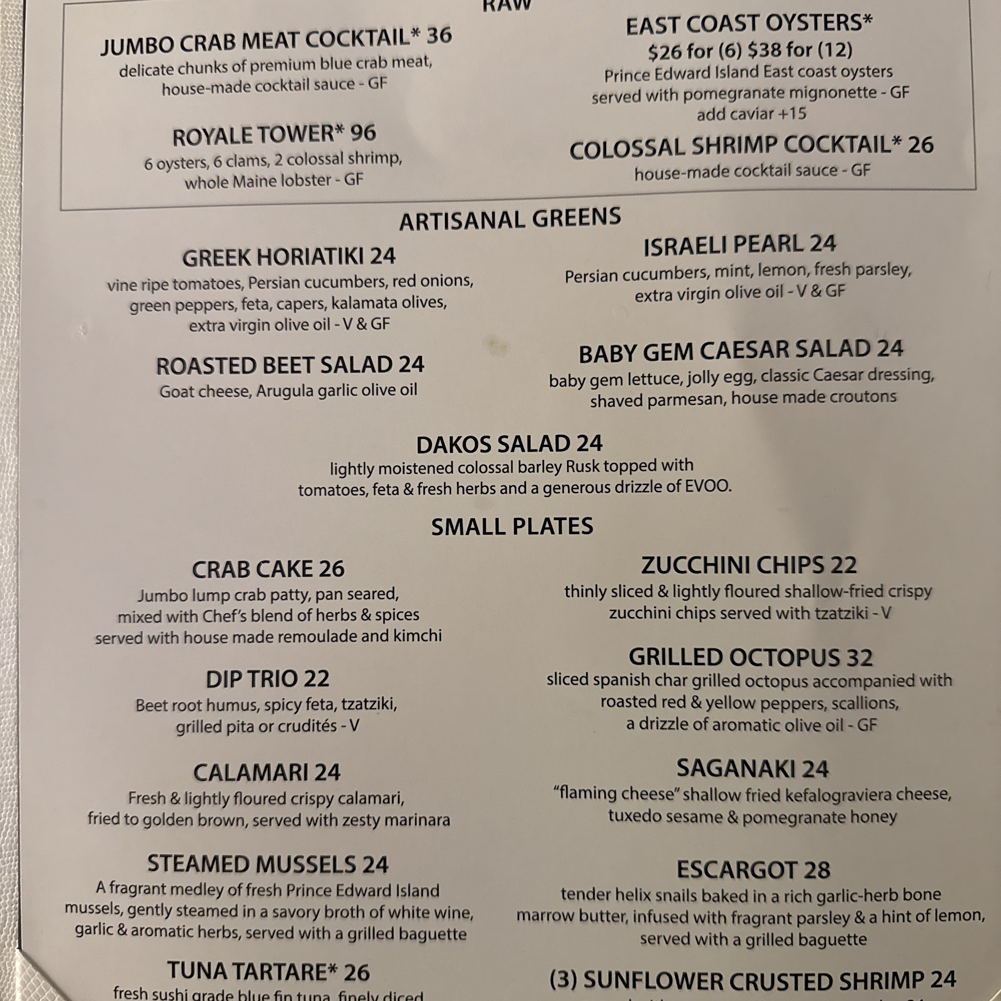 Neo Restaurant Menu