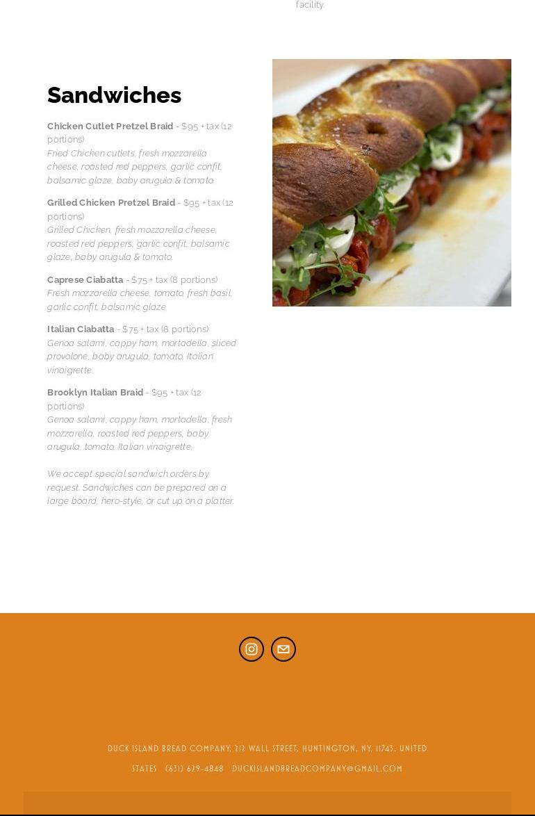 Duck Island Bread Company Menu