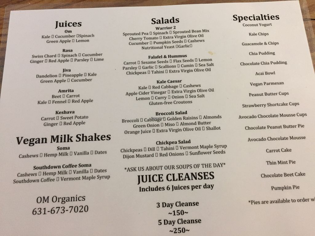 OM Organics Grab & Go Menu