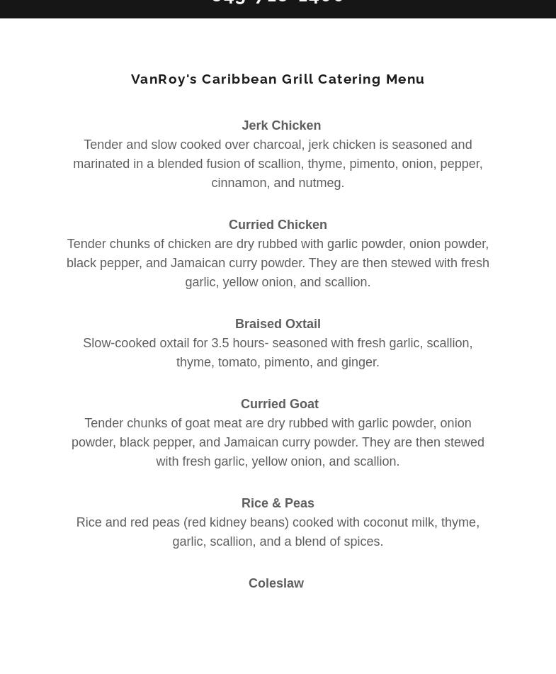 VanRoy’s Caribbean Grill Menu