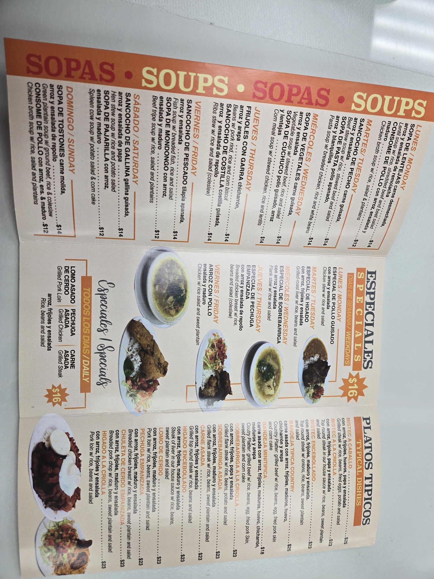 Brisas Del Valle Menu