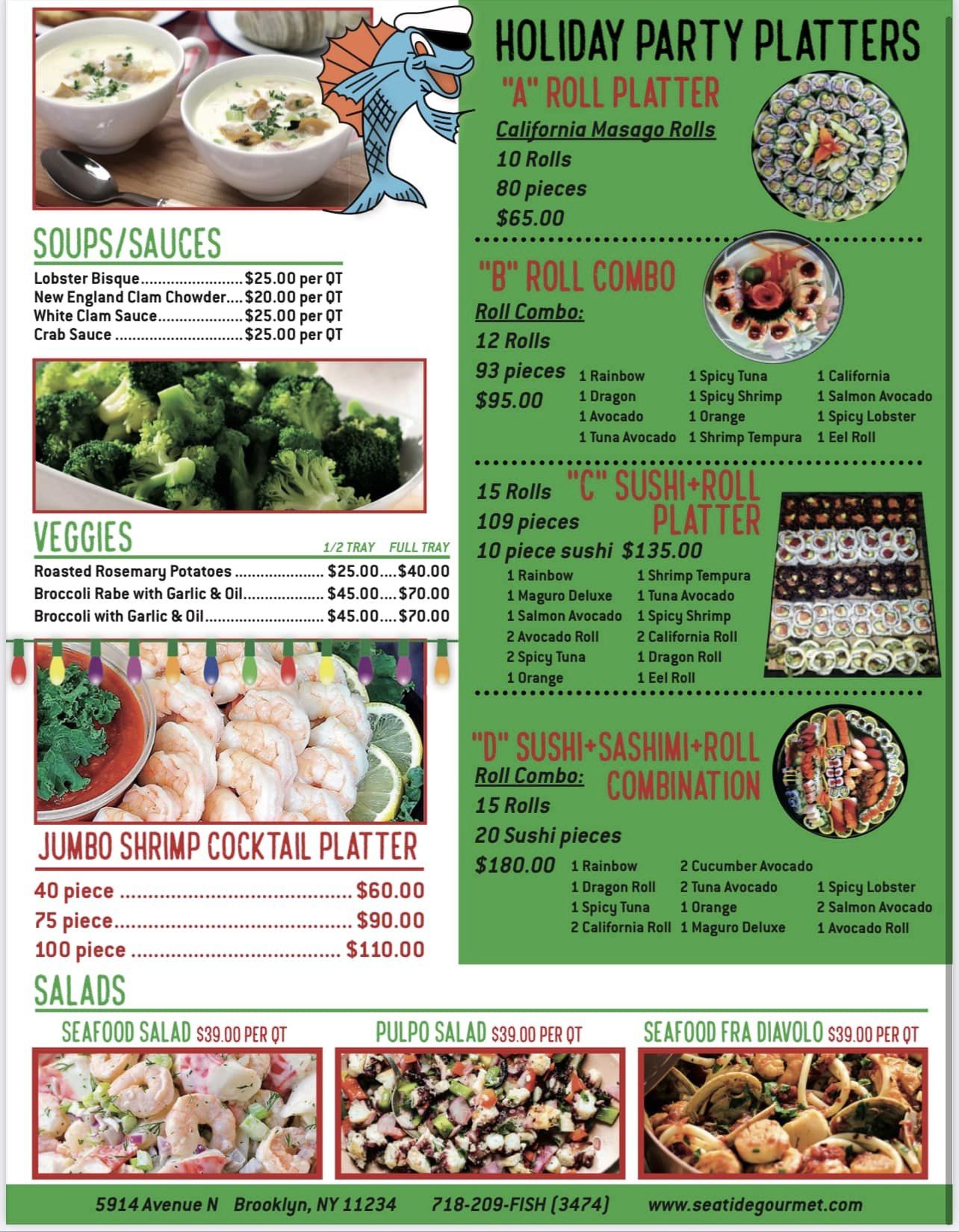 Seatide Fish & Lobsters Inc Menu