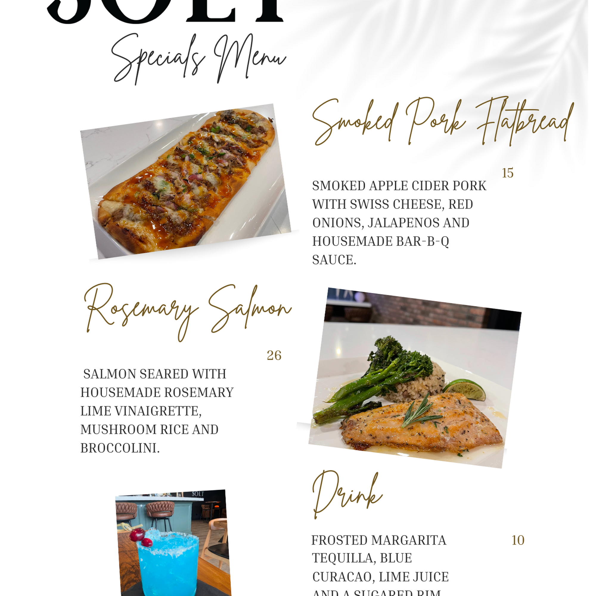 SÔLT Cafe Menu