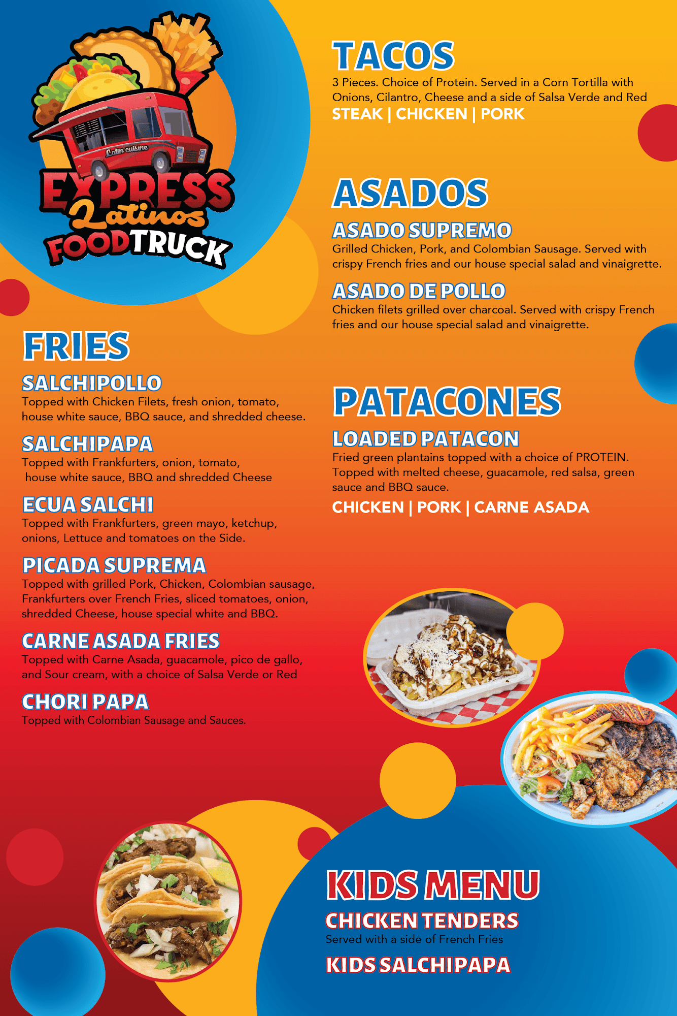 Express Latinos Food Truck Menu