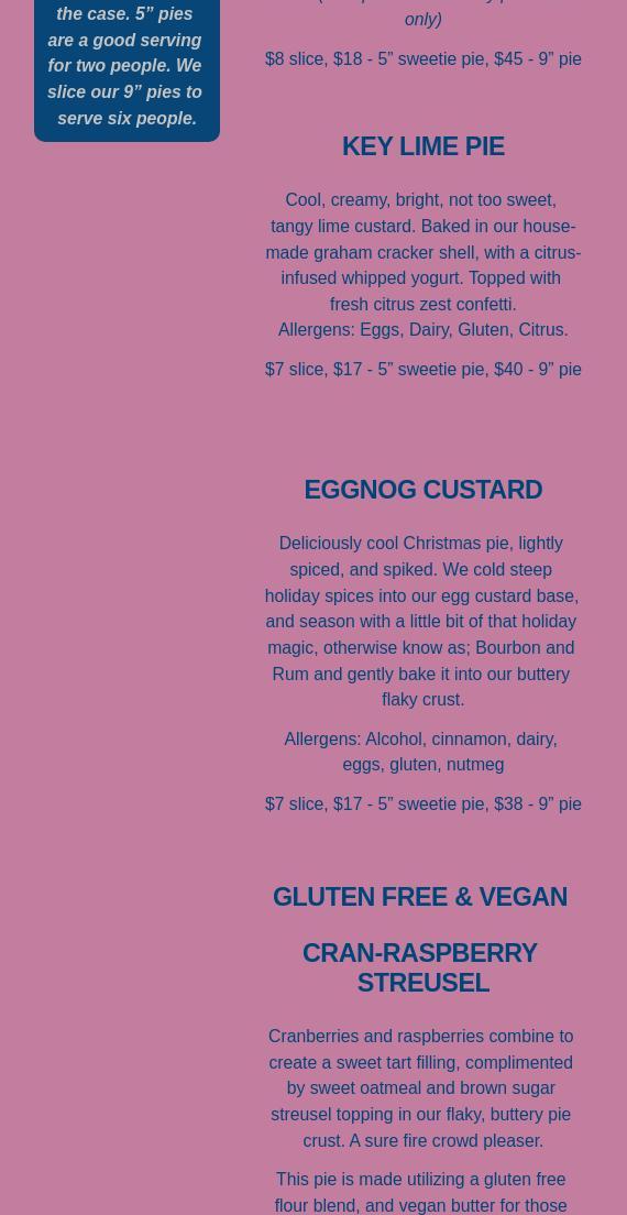 Pinkerton's Bakery Menu